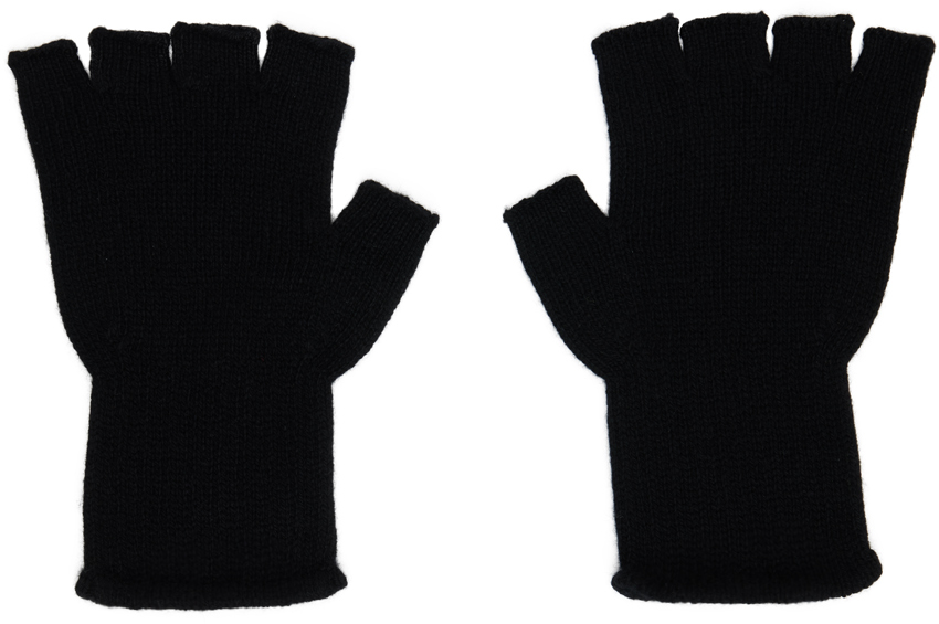The Elder Statesman Black Fingerless Gloves