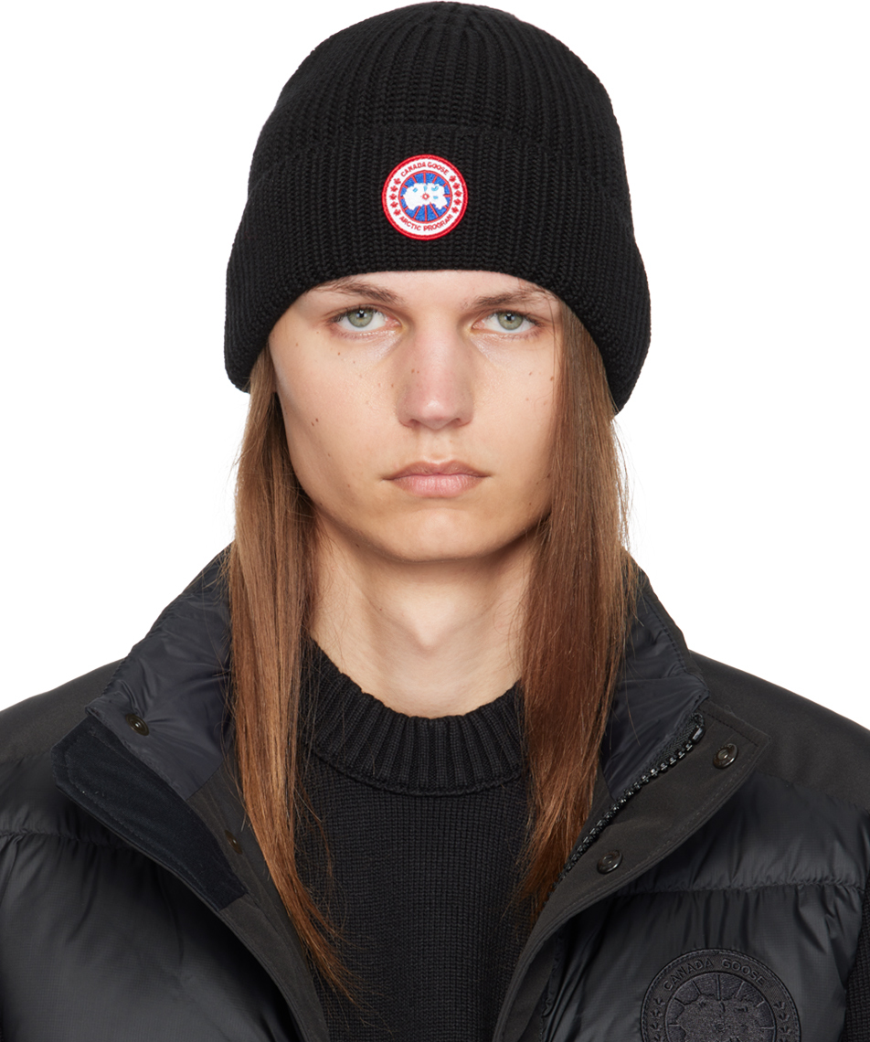 Canada Goose Logo Wool Beanie Black