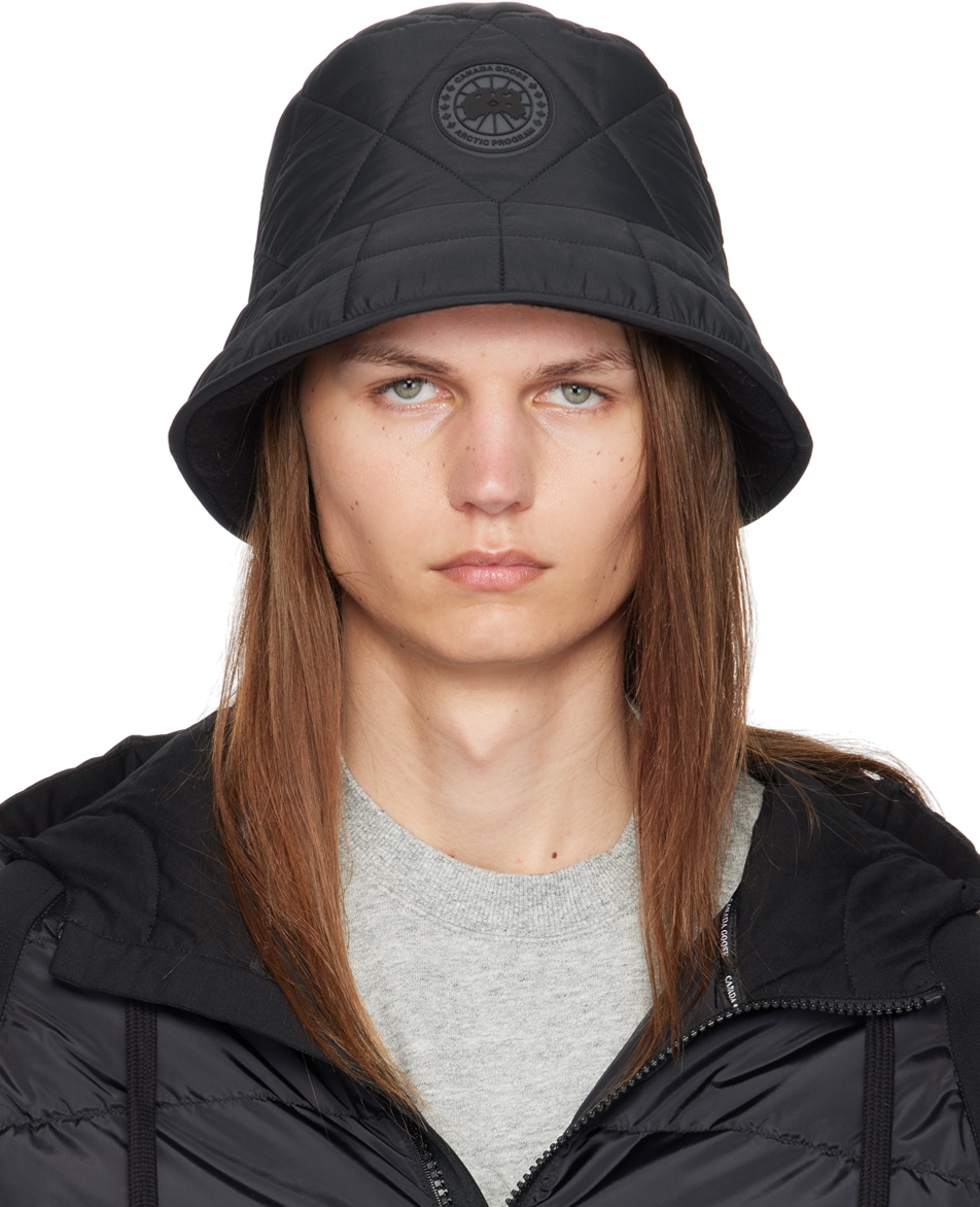 Shop Canada Goose Black Puffer Reversible Bucket Hat In Black - Noir