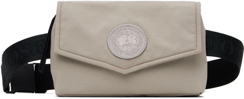 Shop Canada Goose Gray Mini Waist Pack Belt Bag In Limestone