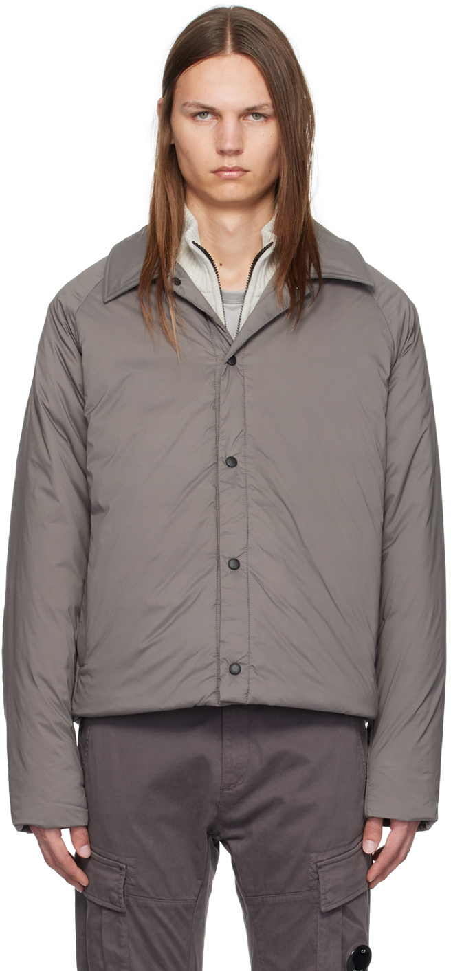 Shop Canada Goose Gray Lodge Coach Down Jacket In Coastal Grey