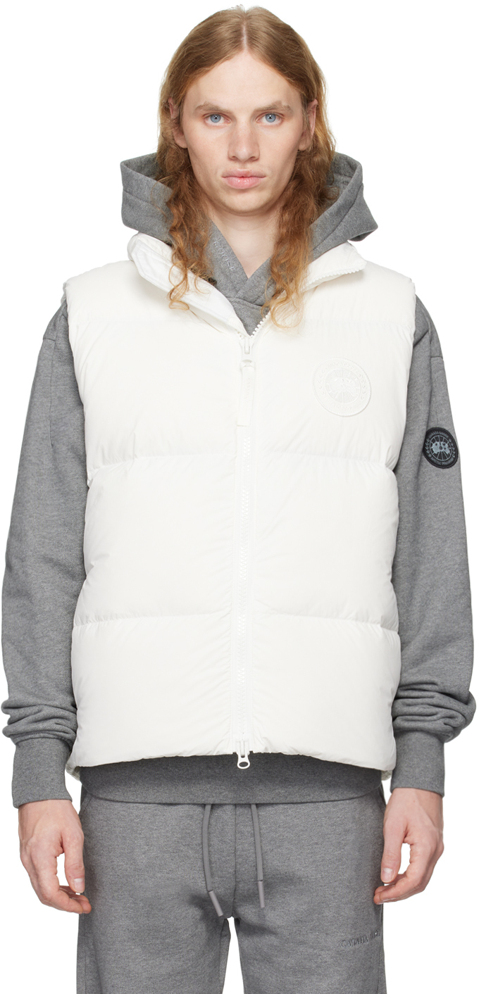 Canada Goose Veste Lawrence blanche rembourree en duvet a ecusson a logo SSENSE France