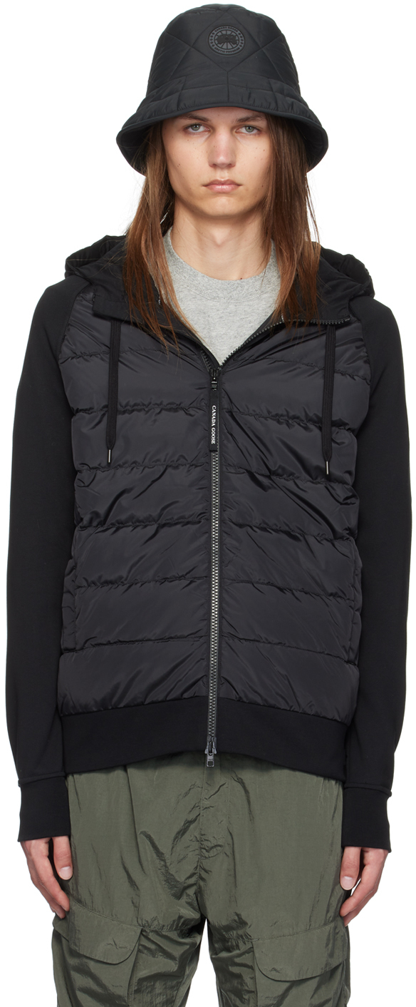 Shop Canada Goose Black Hybridge Huron Zip Down Jacket In Black - Noir