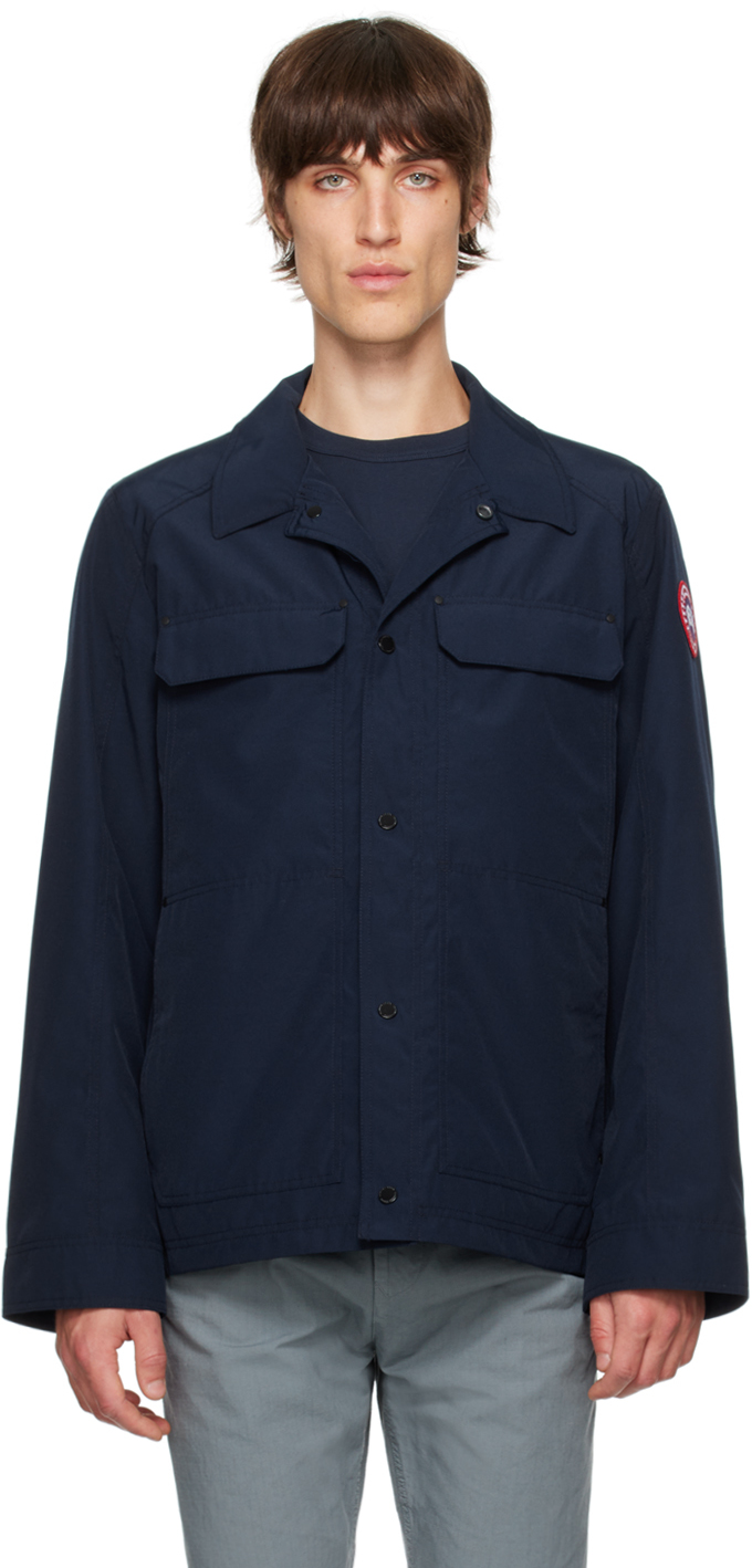 Shop Canada Goose Navy Burnaby Jacket In Atlantic Nvy