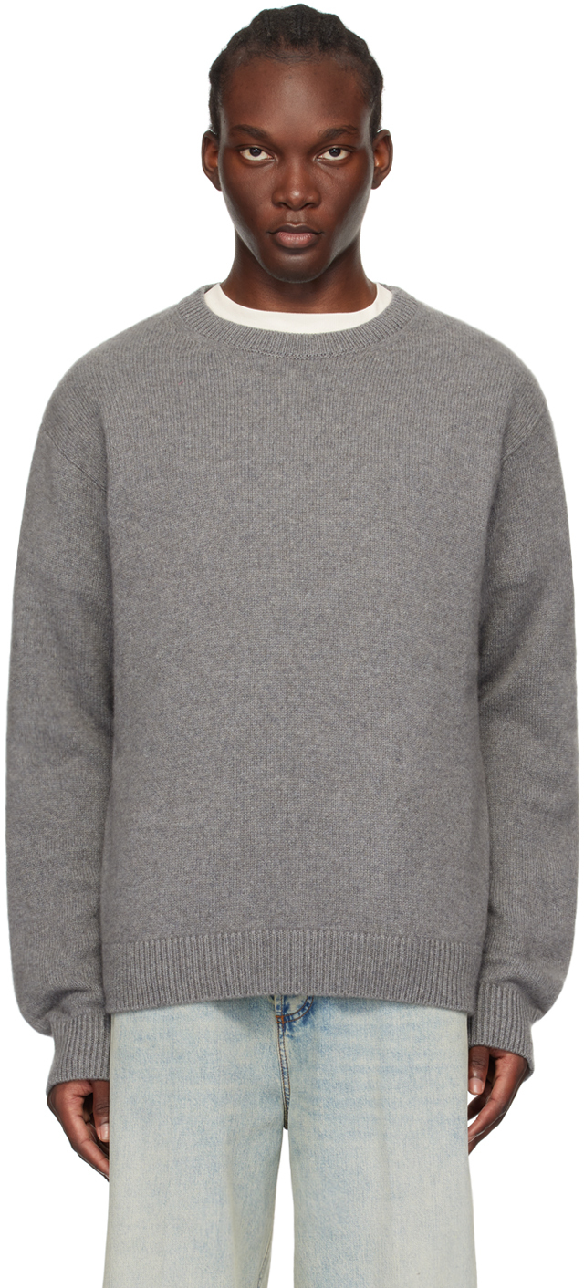 Gray Simple Crew Sweater