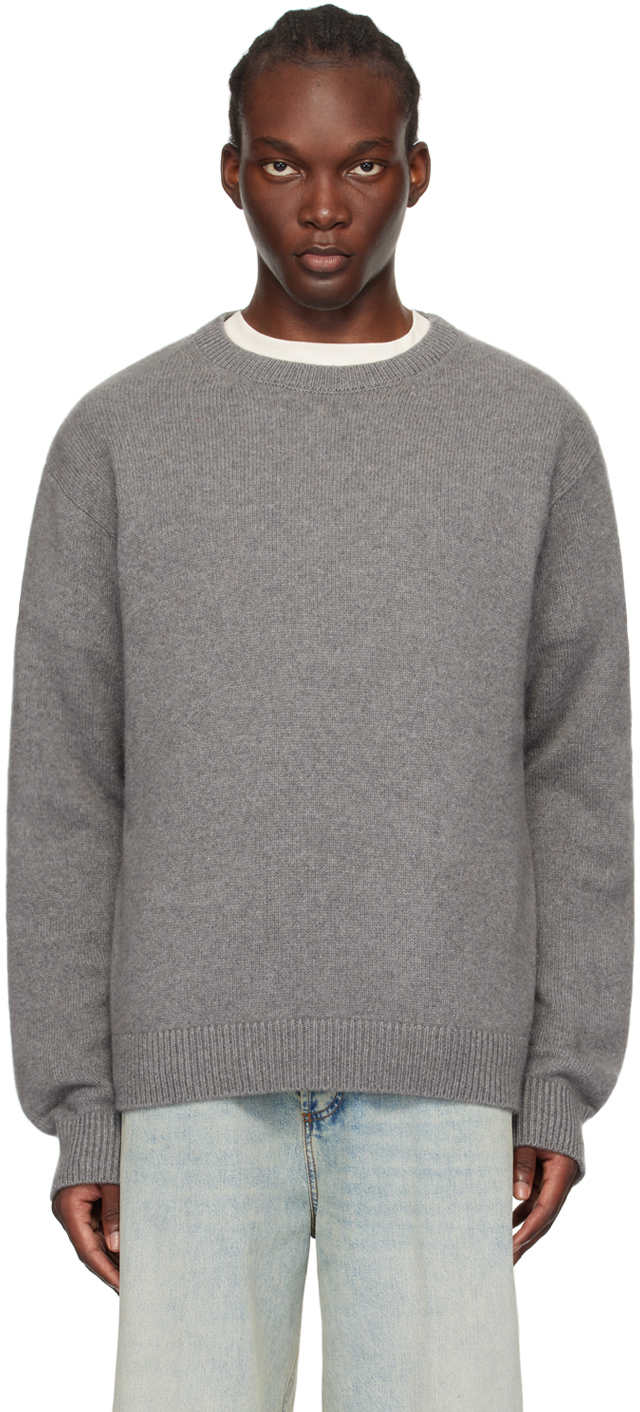 Shop The Elder Statesman Gray Simple Crew Sweater In 50 Light Grey