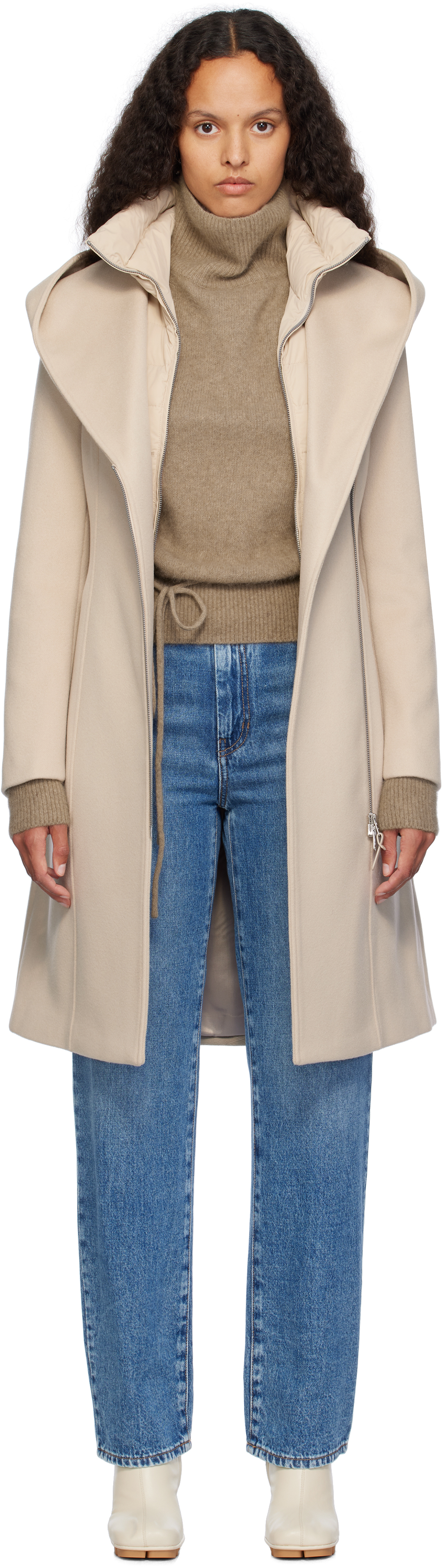 【関税込み】MACKAGE ベージュ Shia-SLB コート Shia-SLB, 2-in-1 double-face wool coat with removable bib