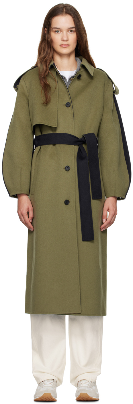 Shop Mackage Green & Navy Ceyla Coat In C0347 Military/navy