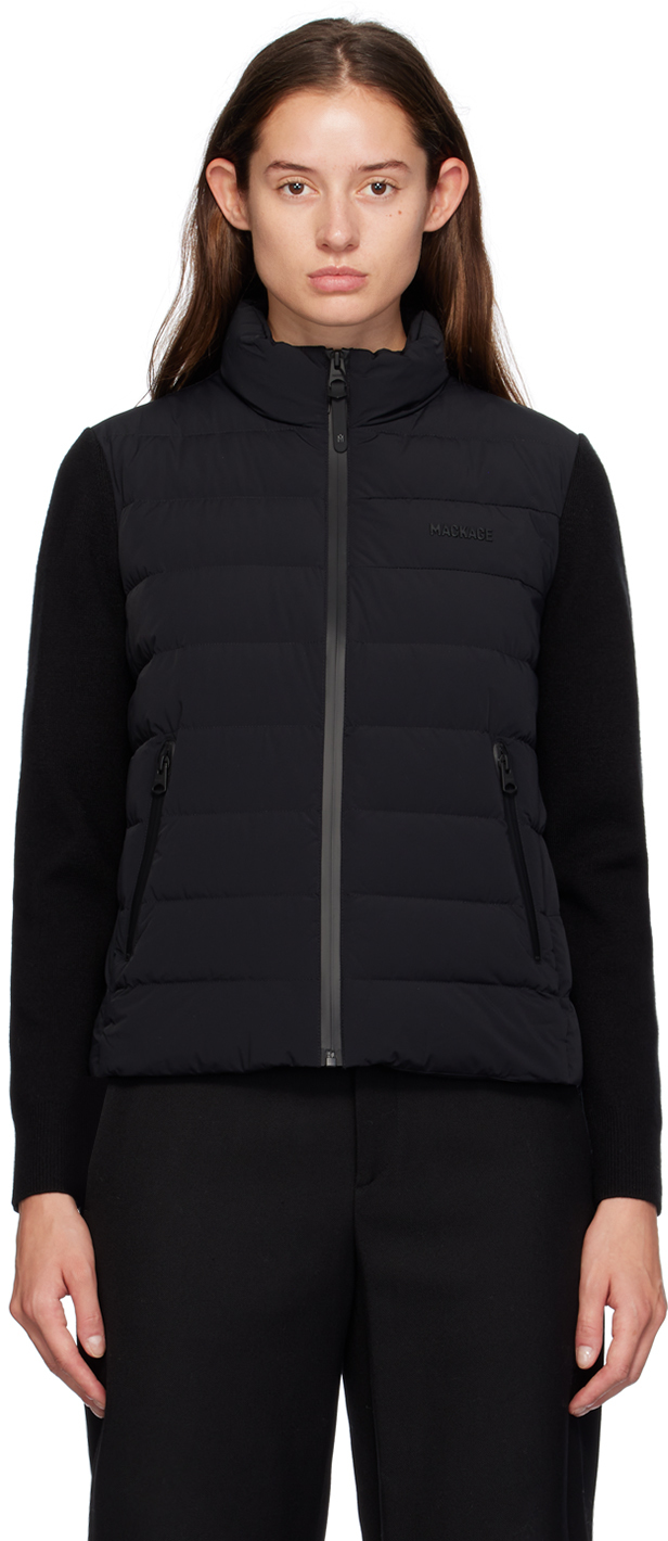 【MACKAGE】OCEANE-CITY ライトダウン ジャケット ☆ ニット袖 Oceane, Light down mixed-media jacket for ladies | Mackage