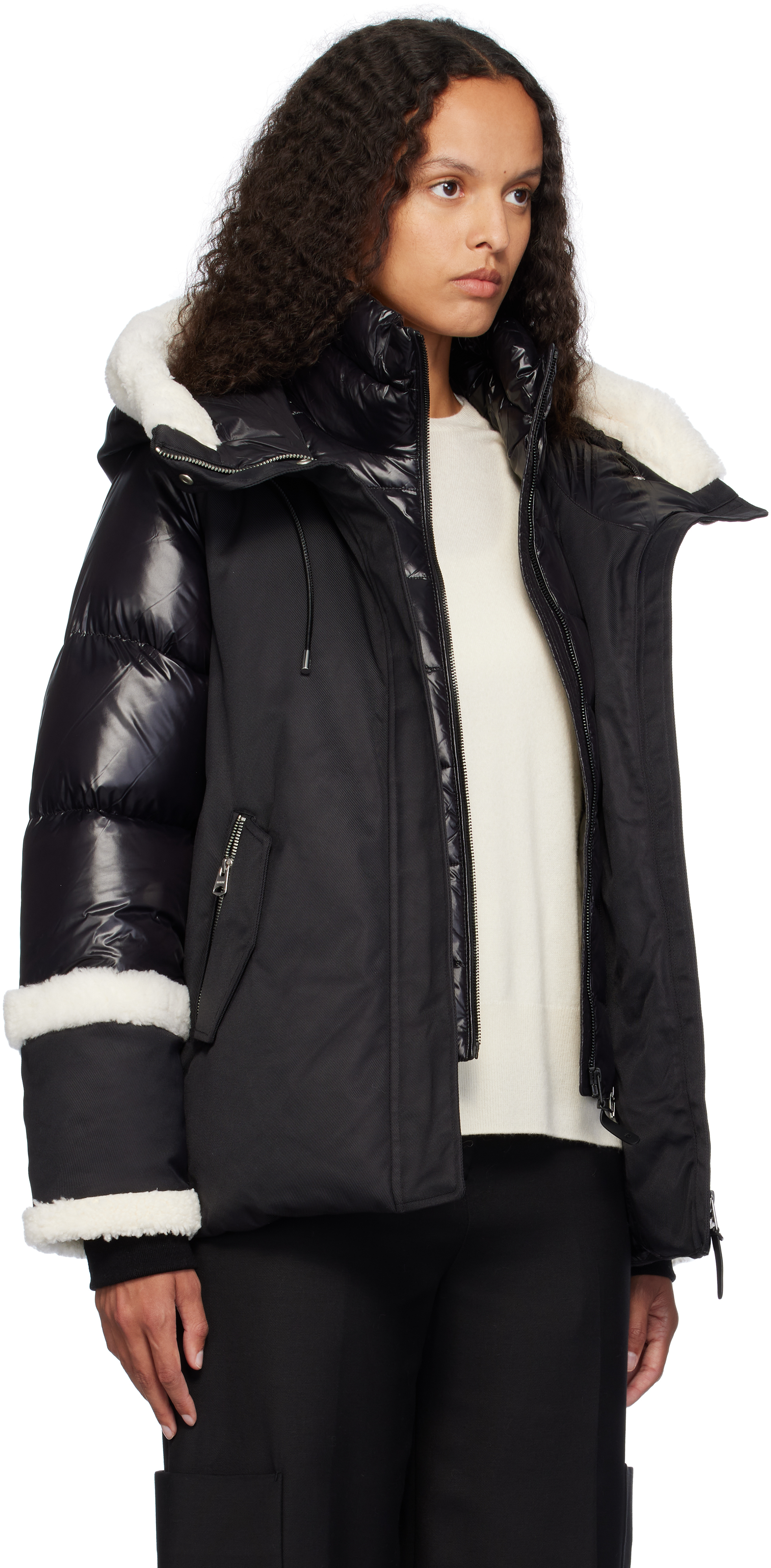Mackage Black Cyrah Down Jacket In Black-cream
