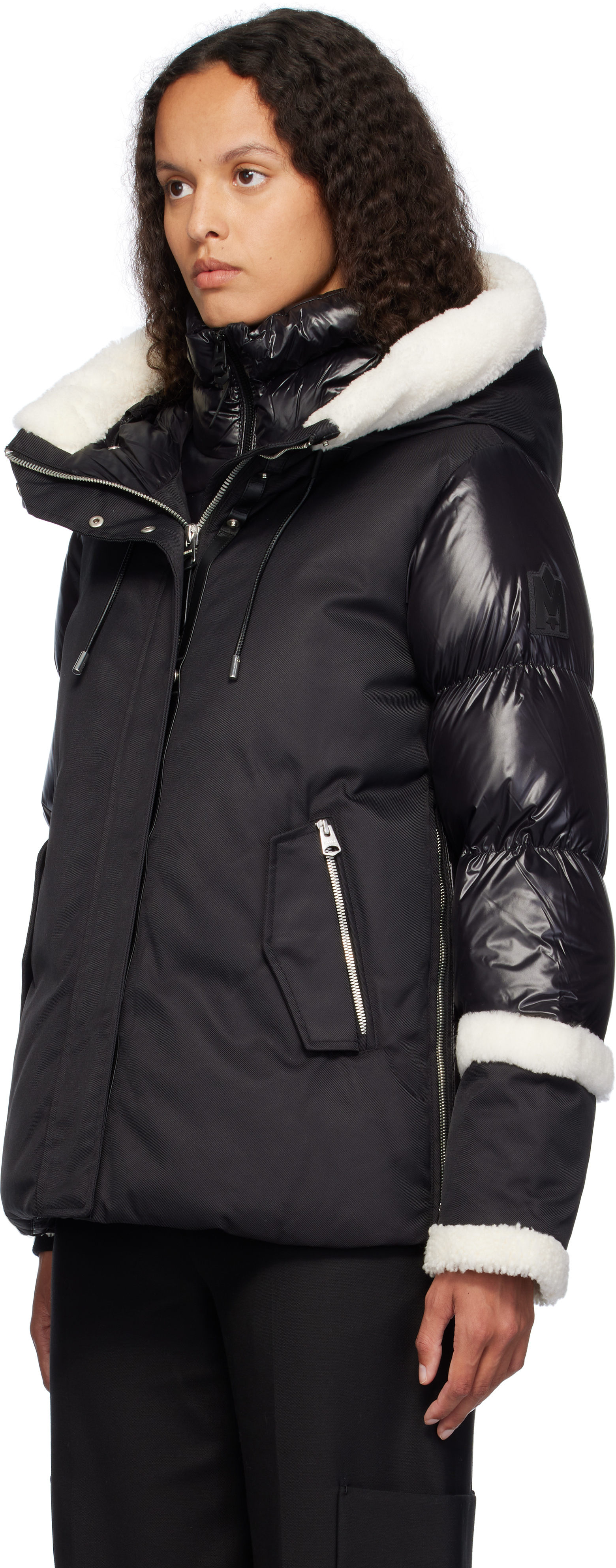 Mackage Black Cyrah Down Jacket In Black-cream