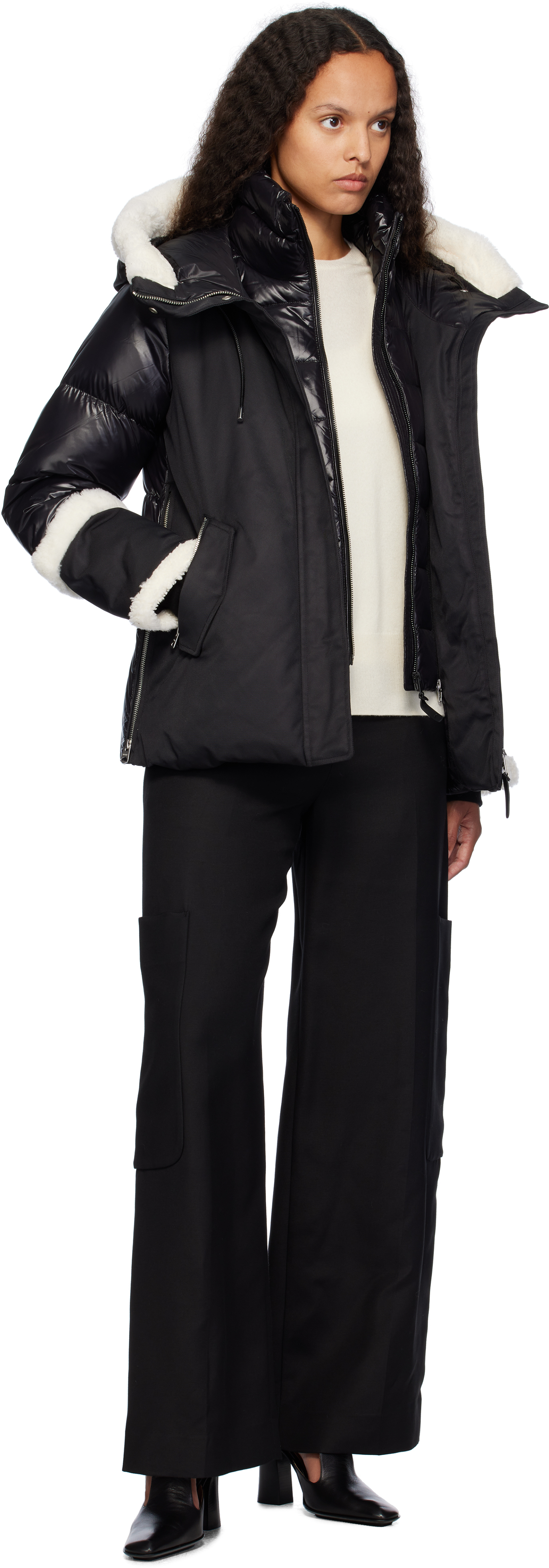 Mackage Black Cyrah Down Jacket In Black-cream