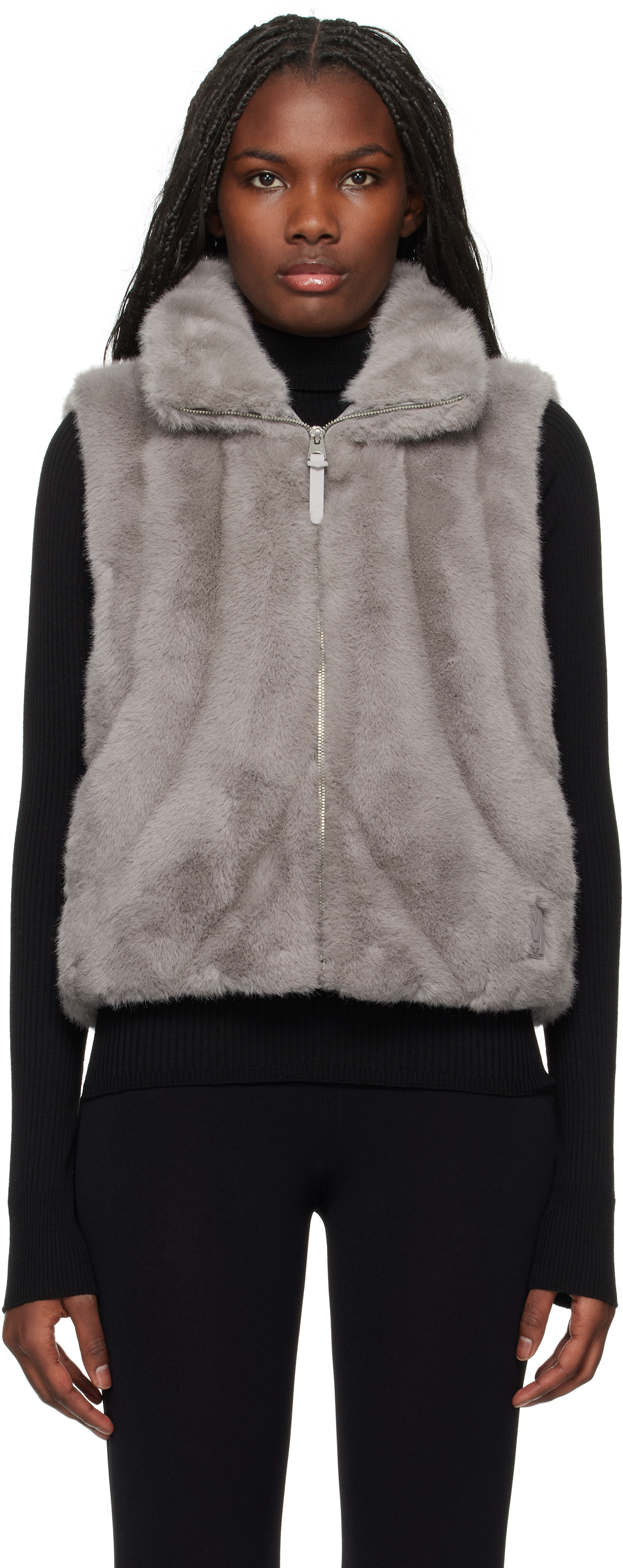 Gray Ginny Faux-Fur Down Vest