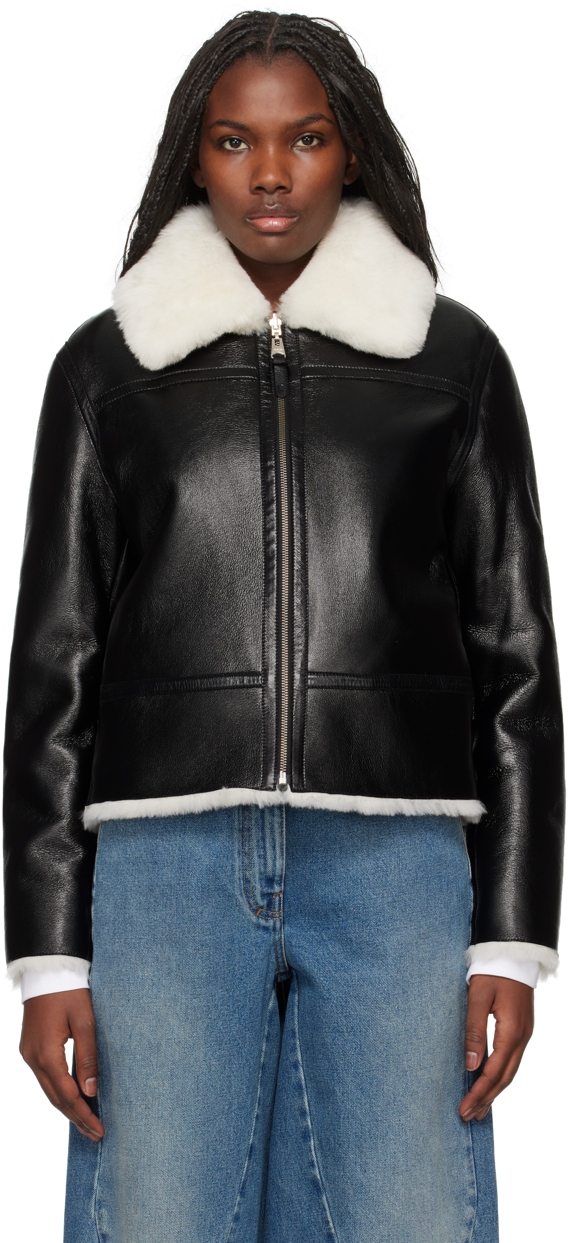 Black & White Betty 2-in-1 Reversible Shearling Jacket