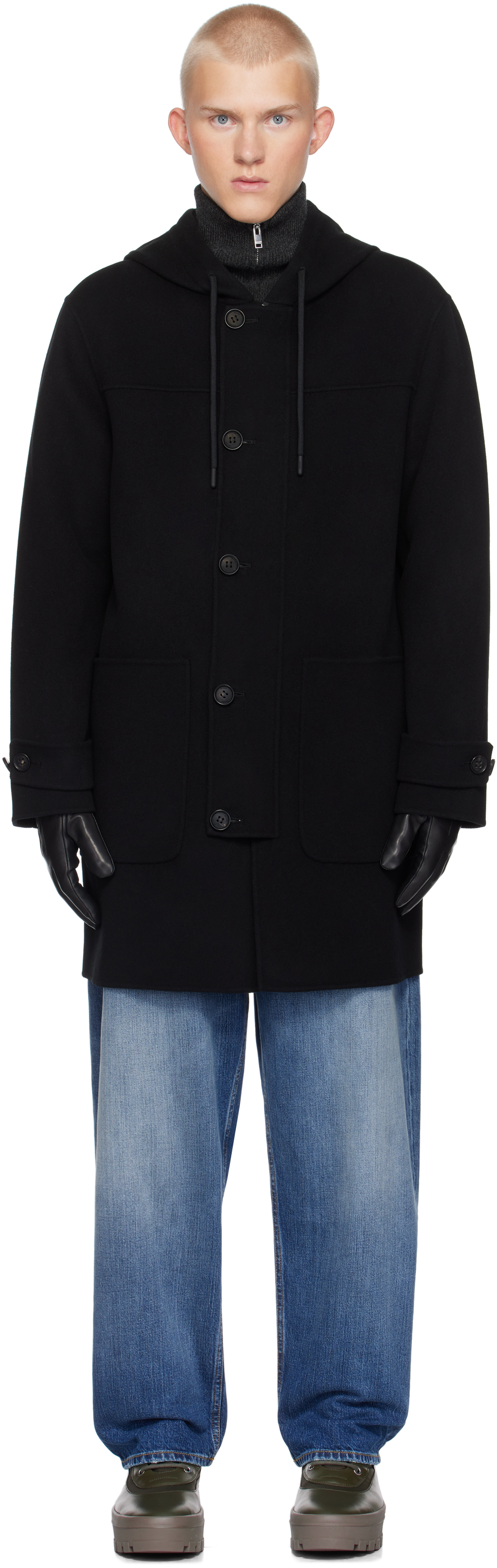 Shop Mackage Black Joshua Double-face Wool Long Coat