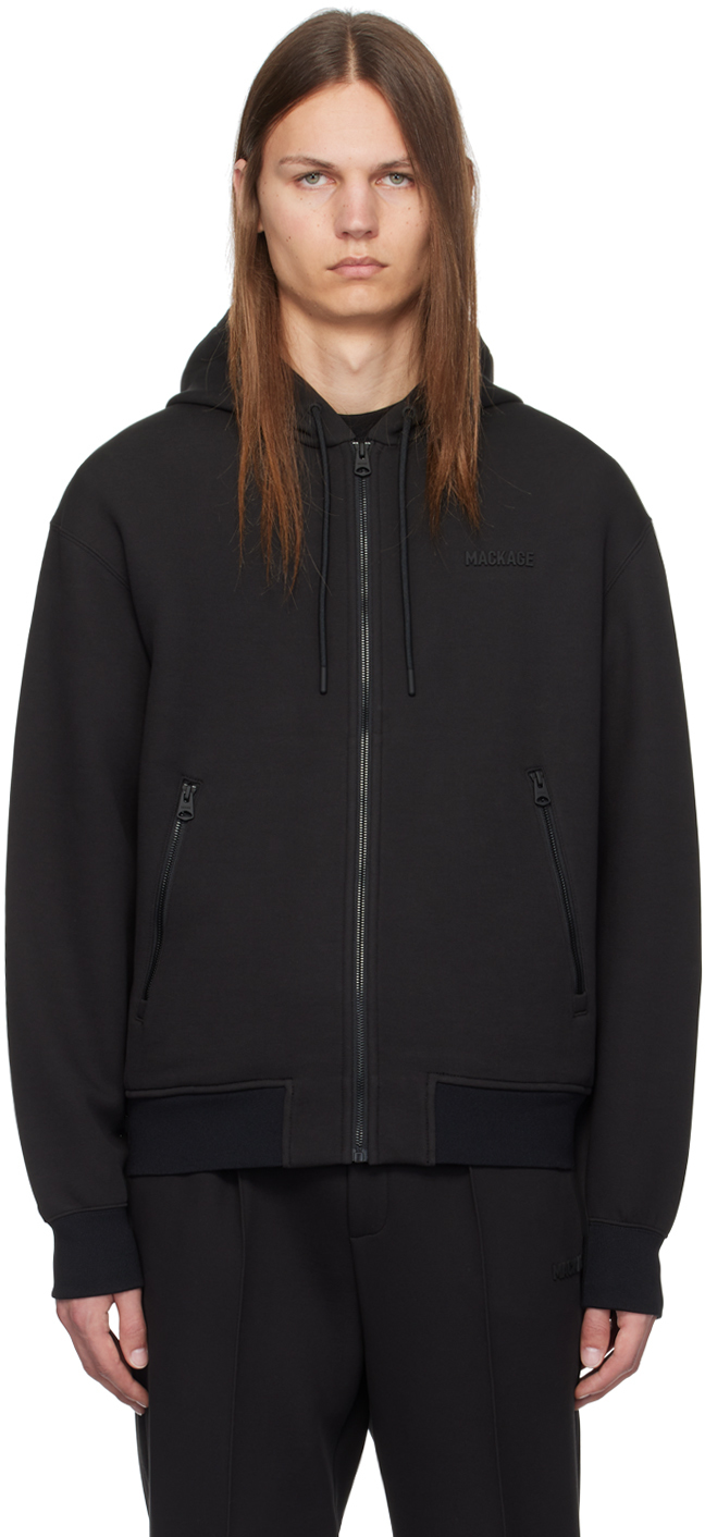 MACKAGE♡ ブラック Krystos フーディ KRYSTIAN Double-Face Jersey Hoodie for Men | Mackage US