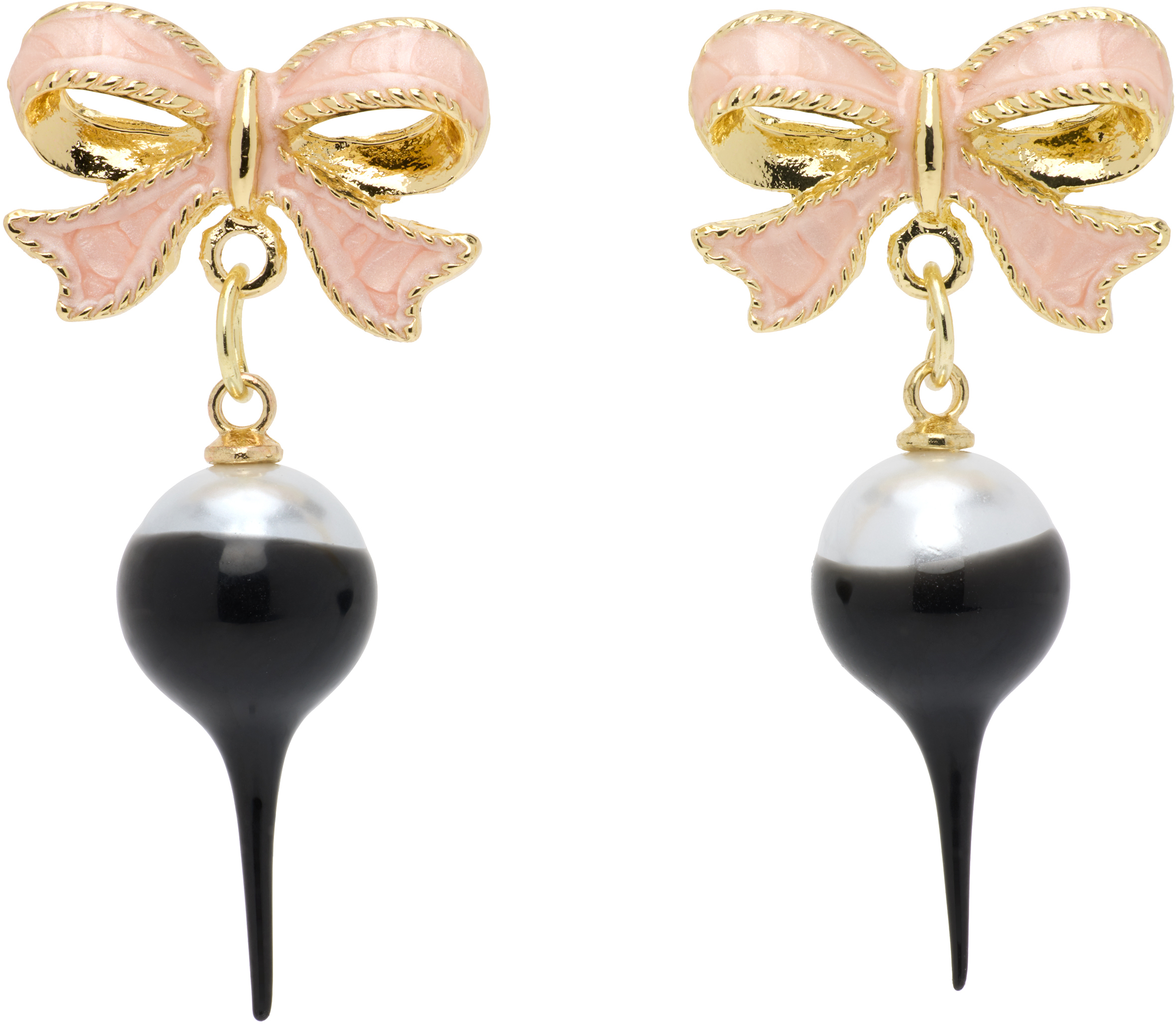 Gold Bow Pearl Earrings