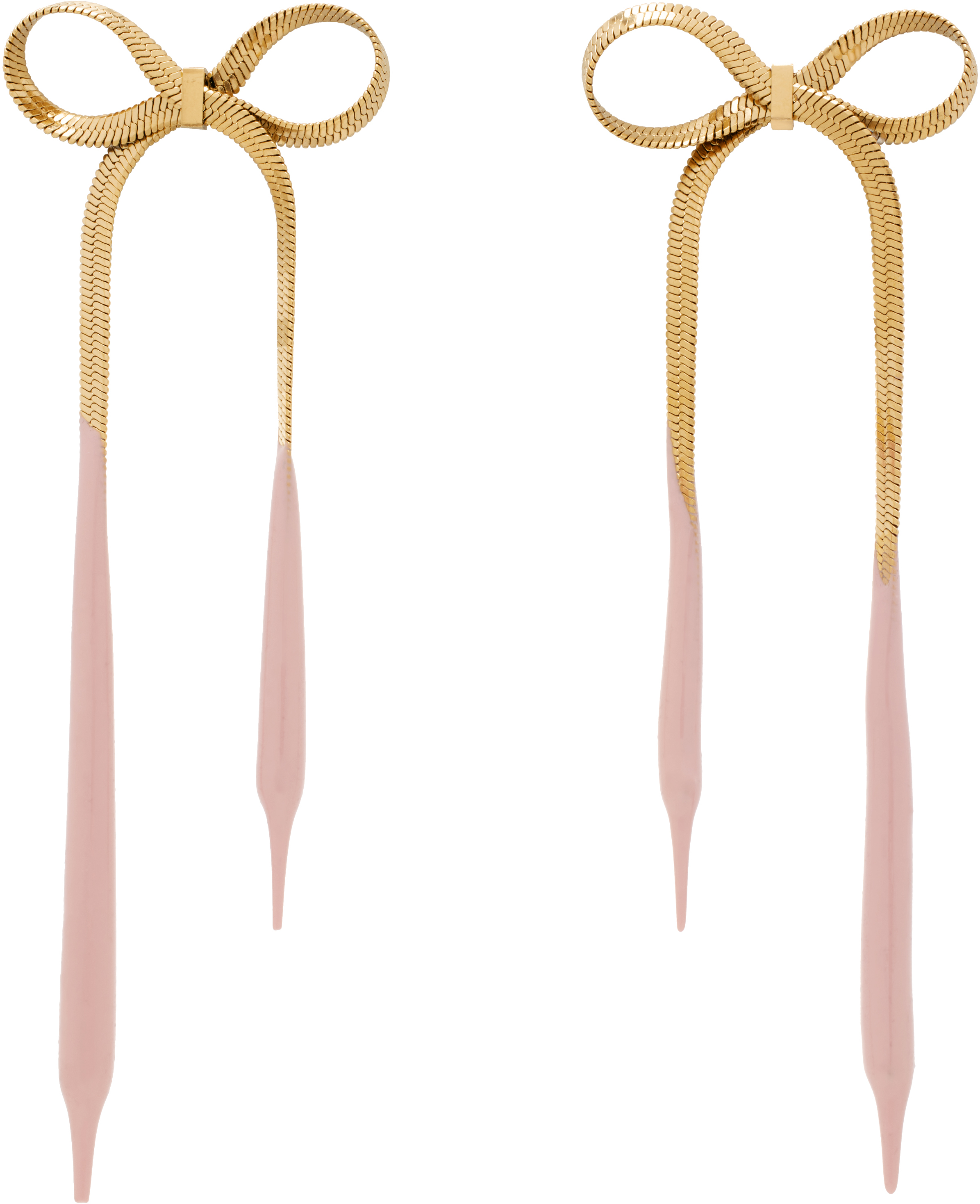 Gold & Pink Laced Bow Earrings