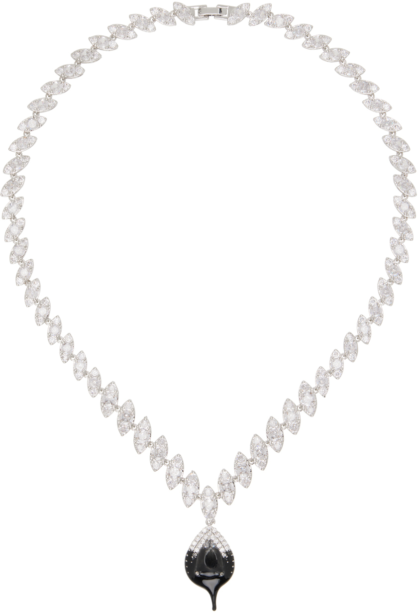 SSENSE Exclusive Silver & Black Diamond Dip Necklace