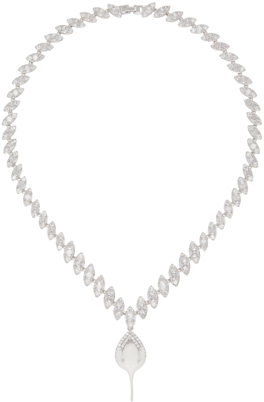 SSENSE Exclusive Silver & White Diamond Dip Necklace