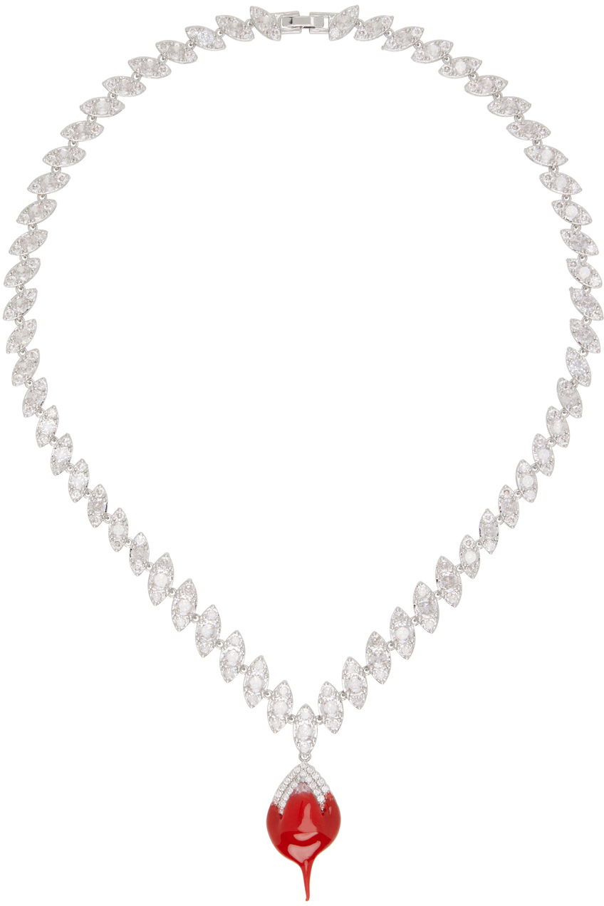 SSENSE Exclusive Silver & Red Diamond Dip Necklace