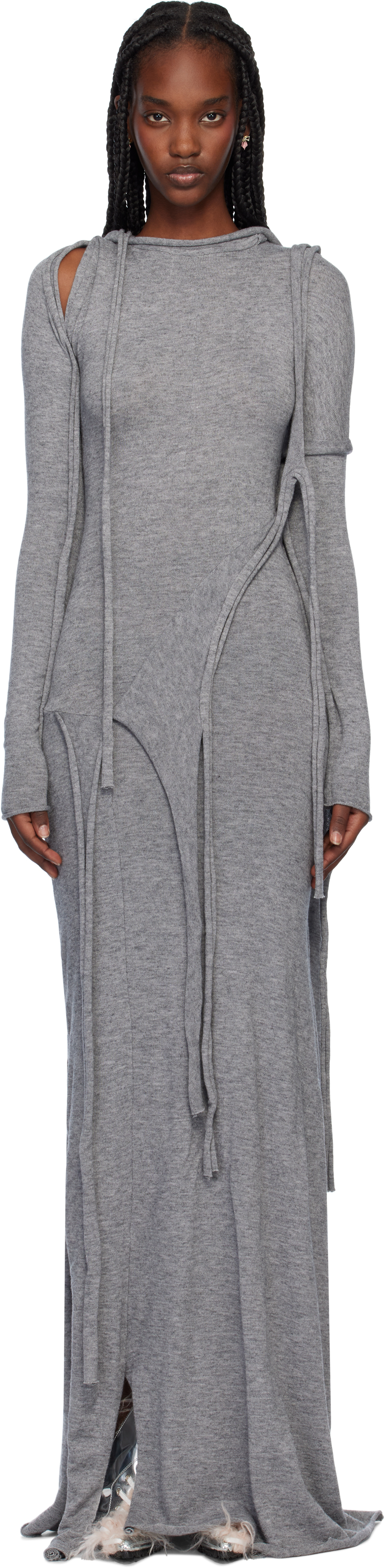 ワンピース OTTOLINGER Woman Dress Grey 10450040402 GRYSLV Gray Strap Maxi Knit Maxi Dress by Ottolinger on Sale