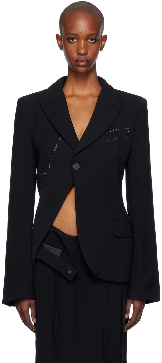 Shop Ottolinger Black Deconstructed Blazer