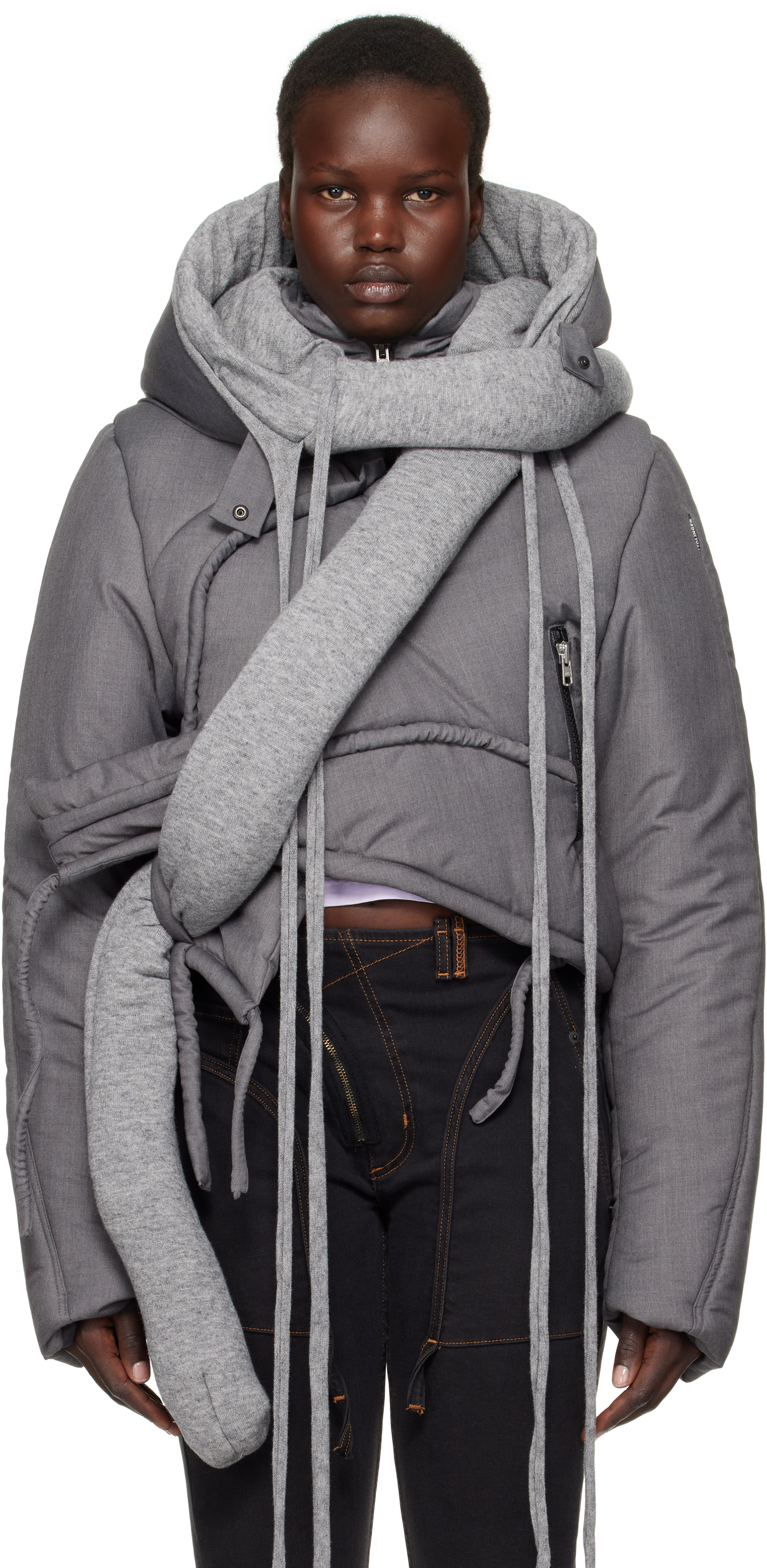 Gray Deconstructed Puffer Jacket