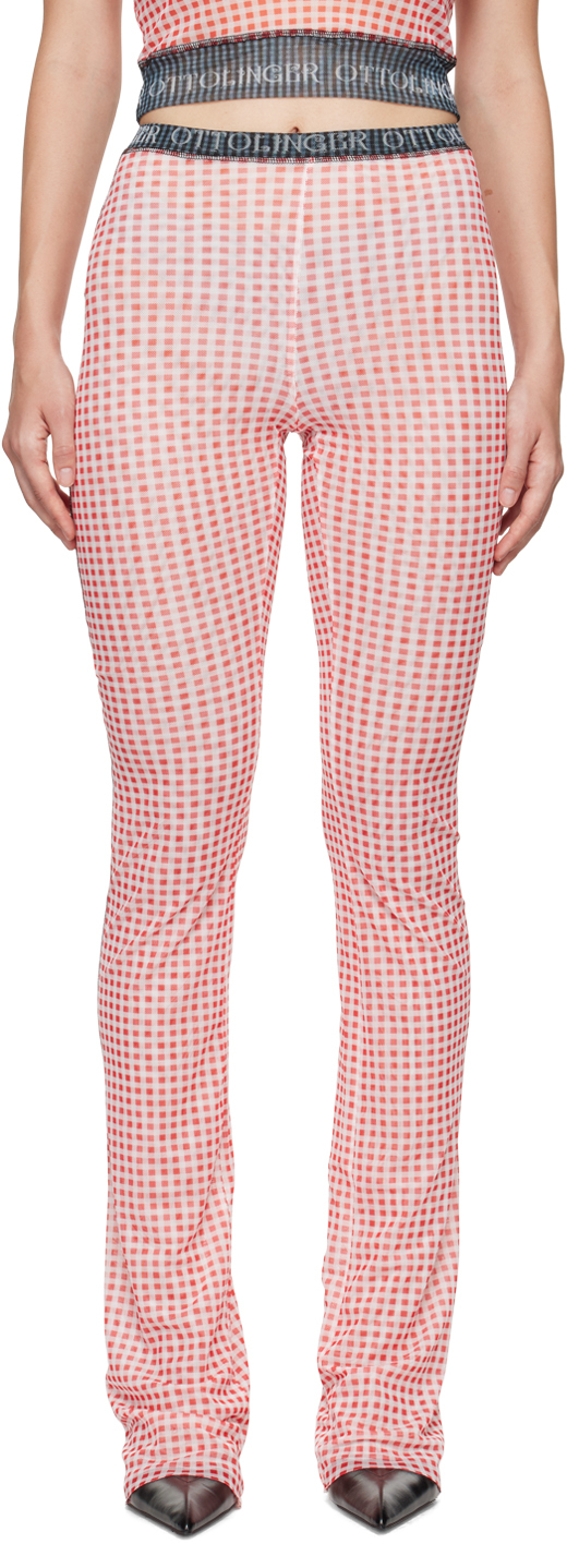 Shop Ottolinger Red Check Lounge Pants In Gingham Print