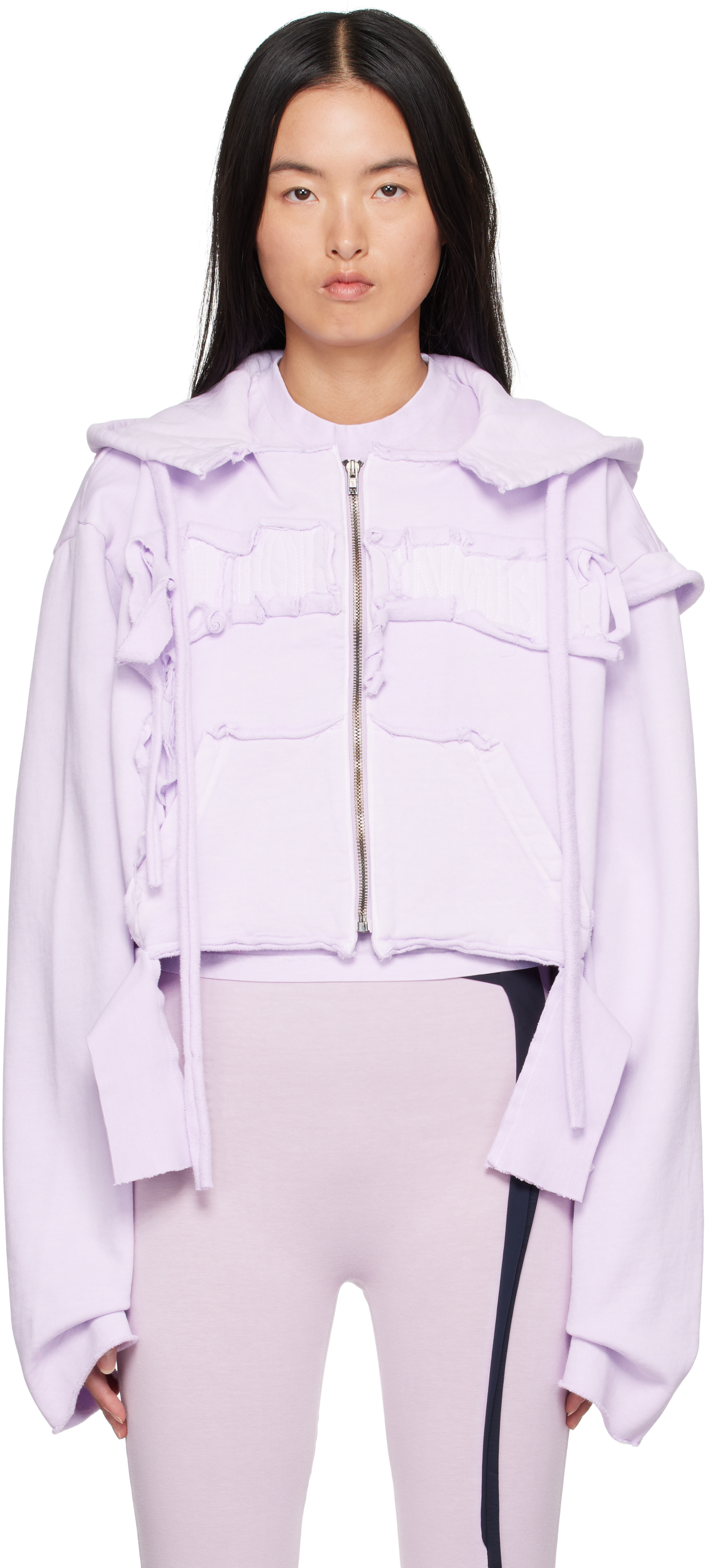 Ottolinger Purple Distressed Sweat Hoodie In Lilac