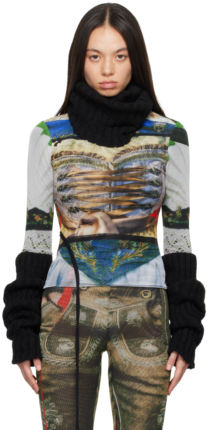 Multicolor Printed Turtleneck