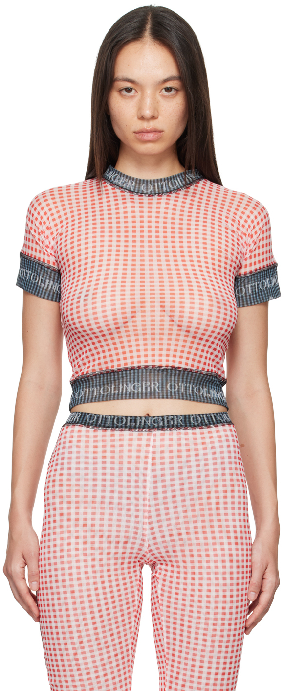 Shop Ottolinger Red Check T-shirt In Gingham Print