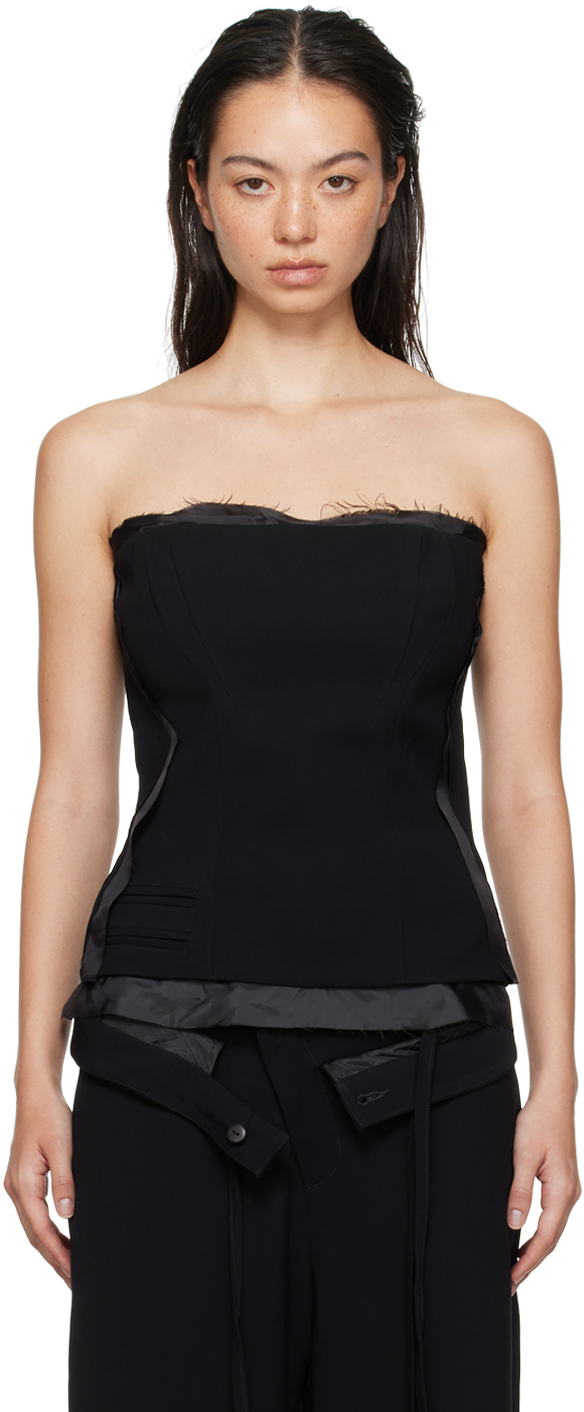 Shop Ottolinger Black Suit Corsage Top