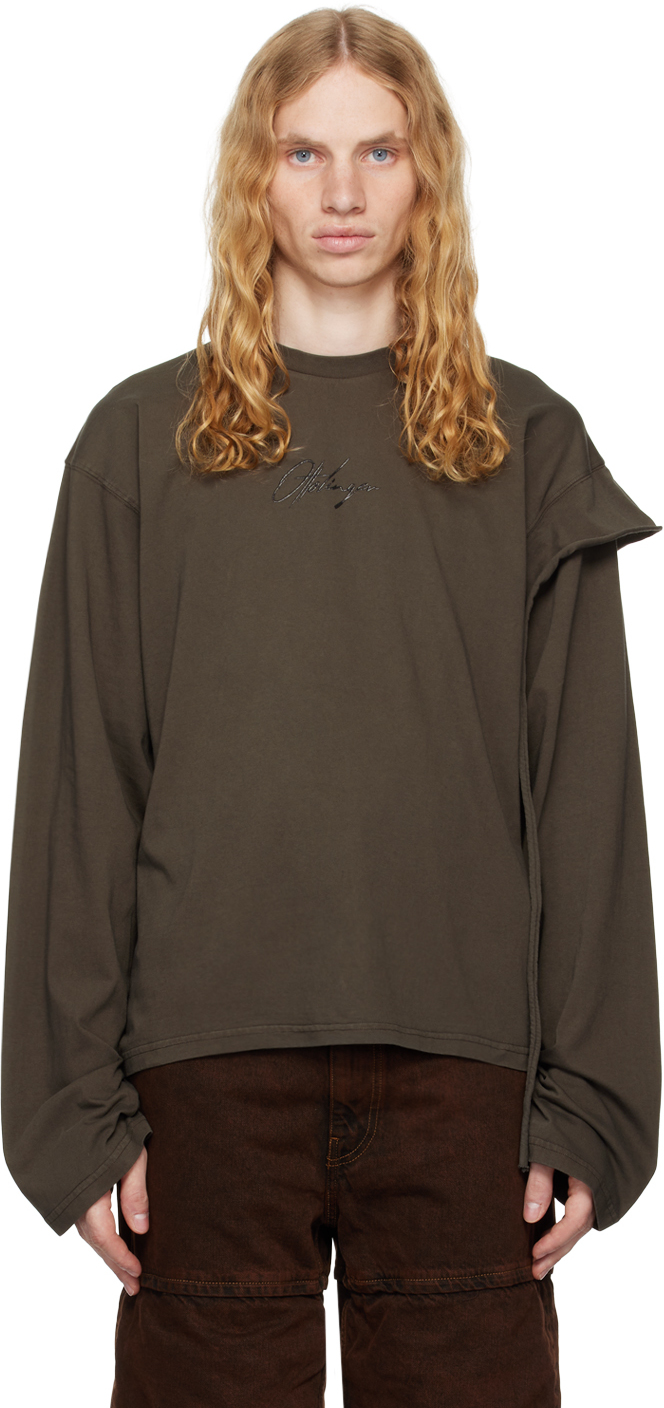 Brown Deconstructed Longsleeve T-shirt