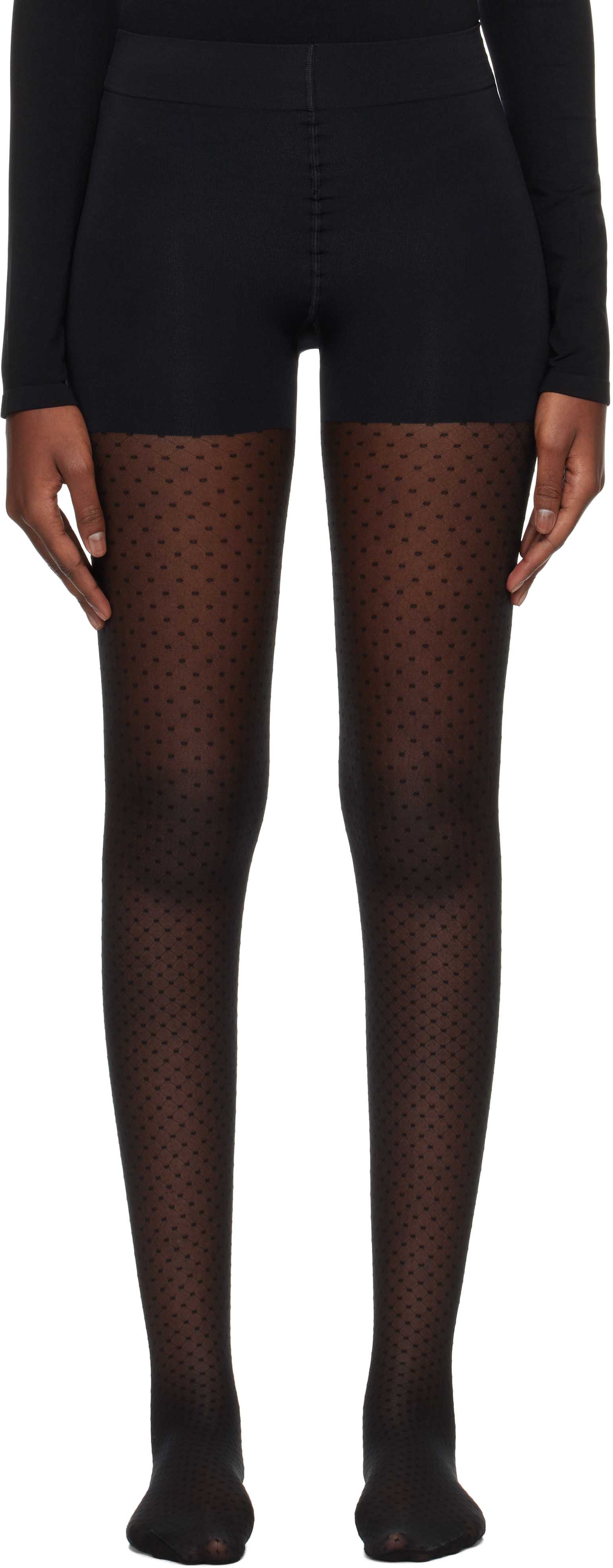 Black Control Dot Tights