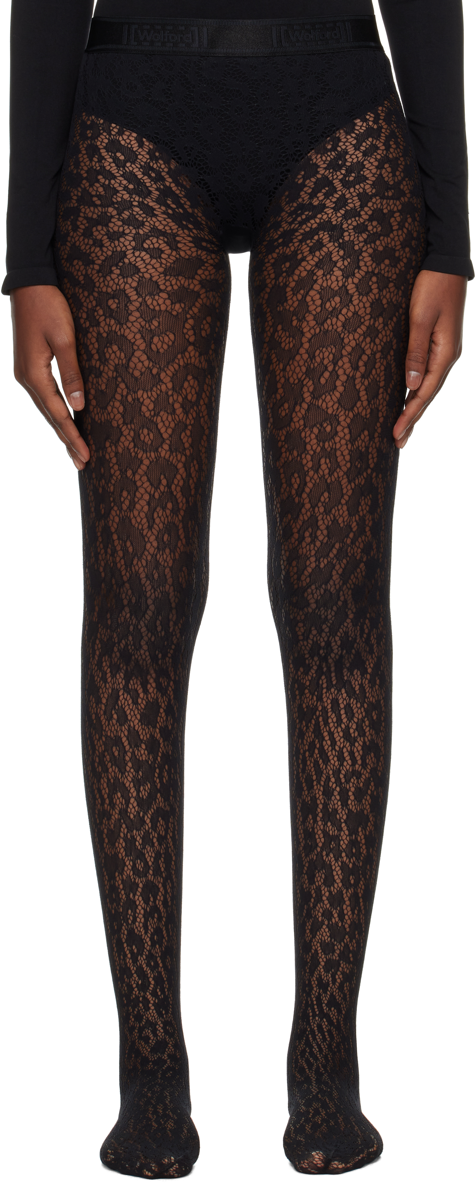 Black Leo Lace Tights