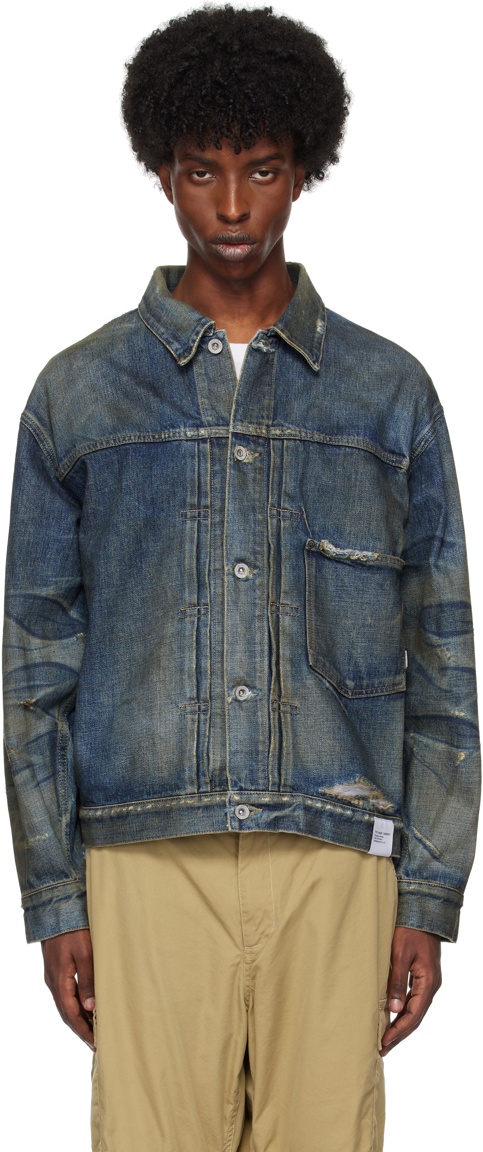 Shop Neighborhood Blue Type-1 Denim Jacket In Indigo