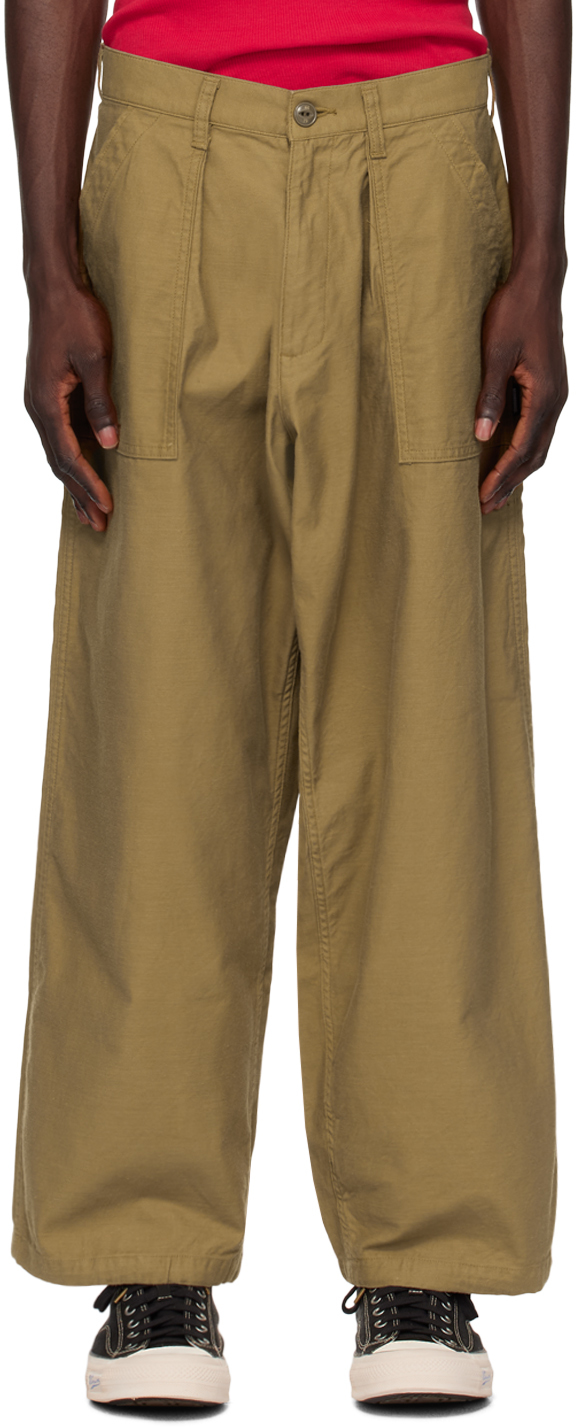 Shop Neighborhood Beige Baker Trousers