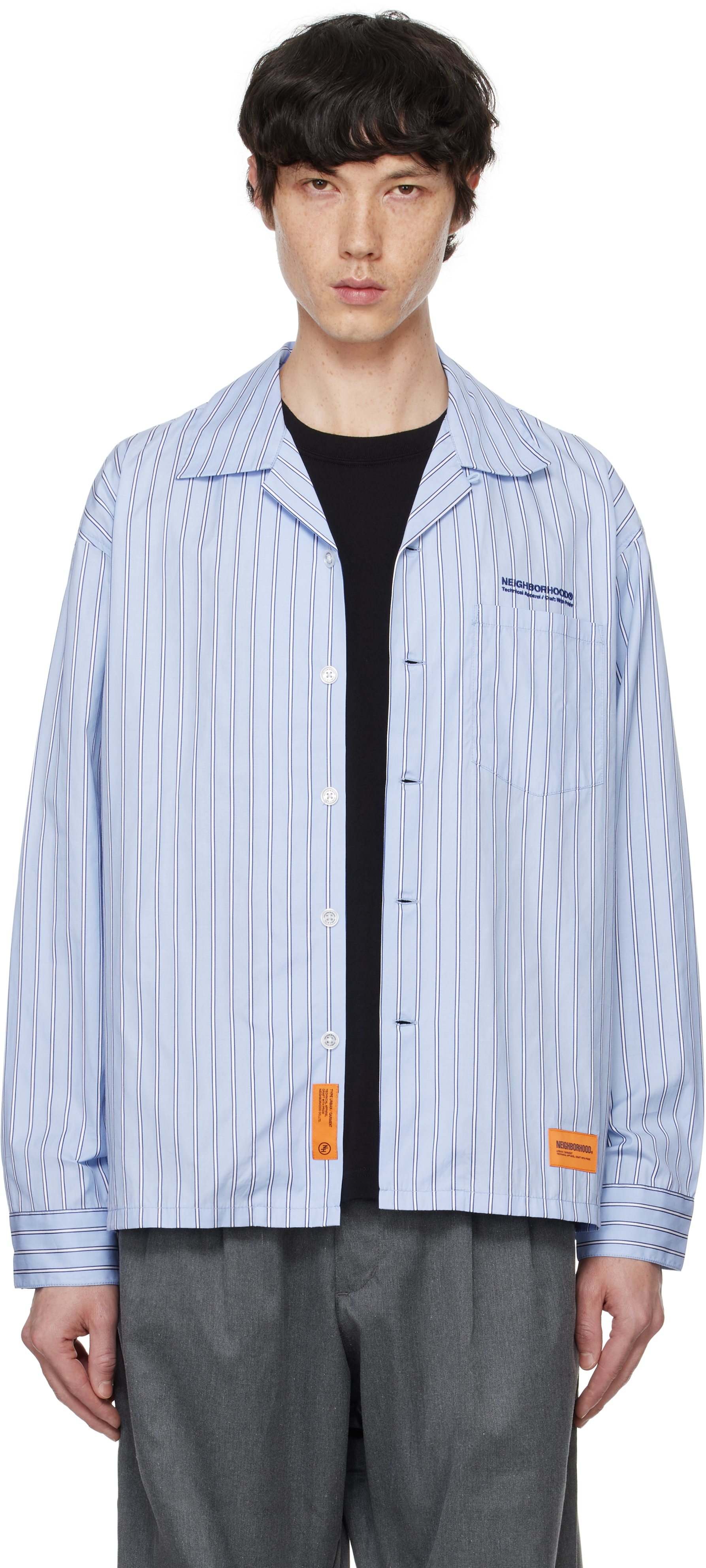 Blue Stripe Work LS Shirt