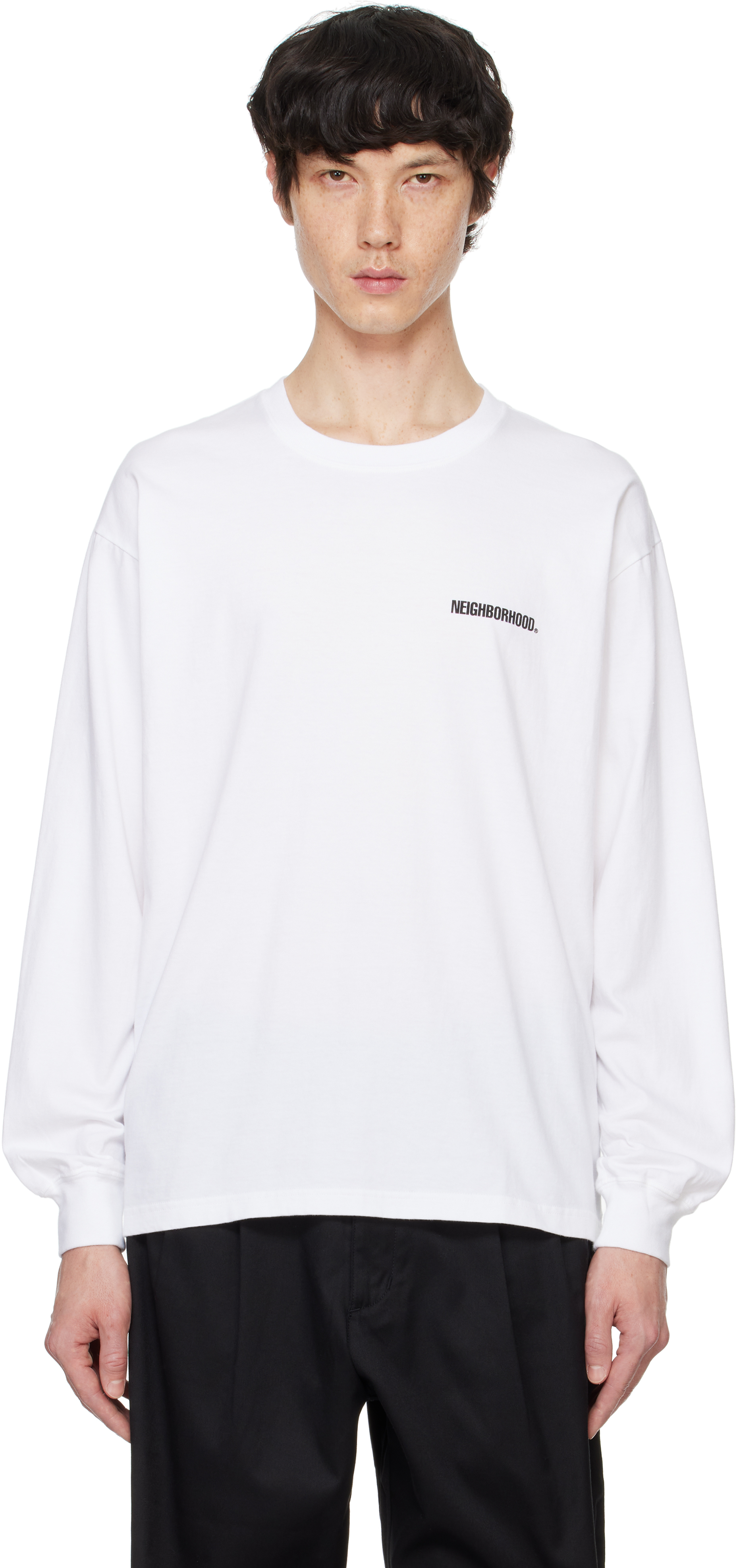 White NH LS-1 T-shirt by Neighborhood on Sale