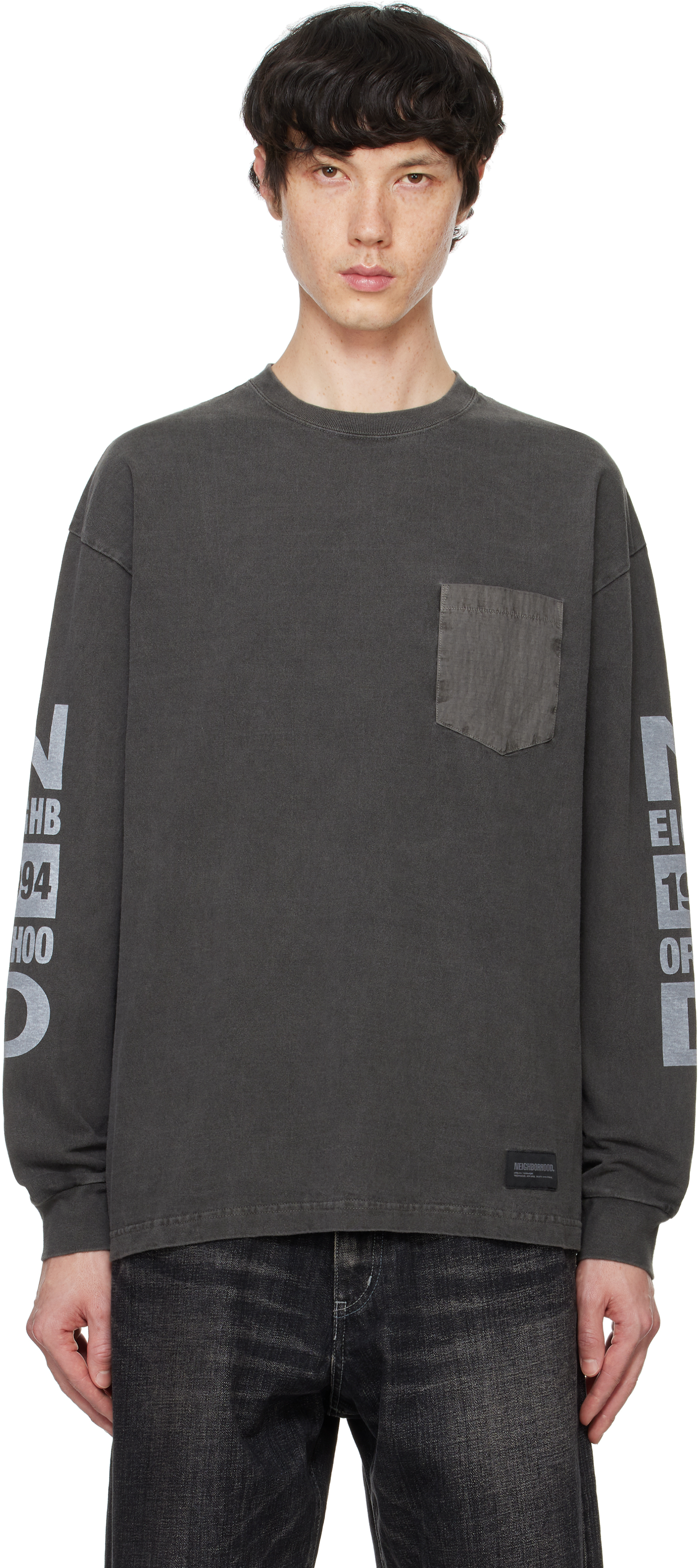 Gray Pigment-Dyed Crewneck LS T-shirt