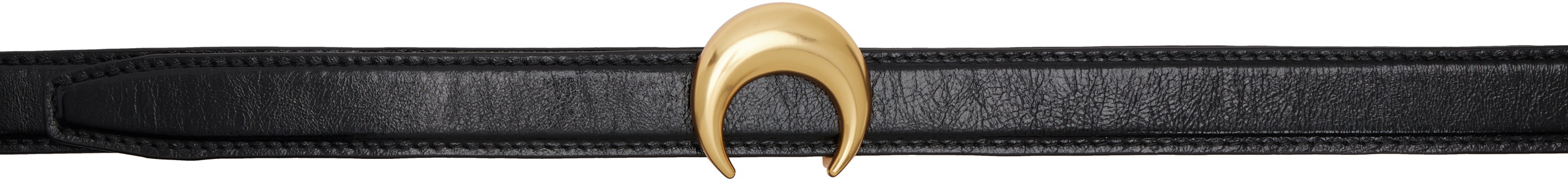 Black Vegetable Leather Moon Belt