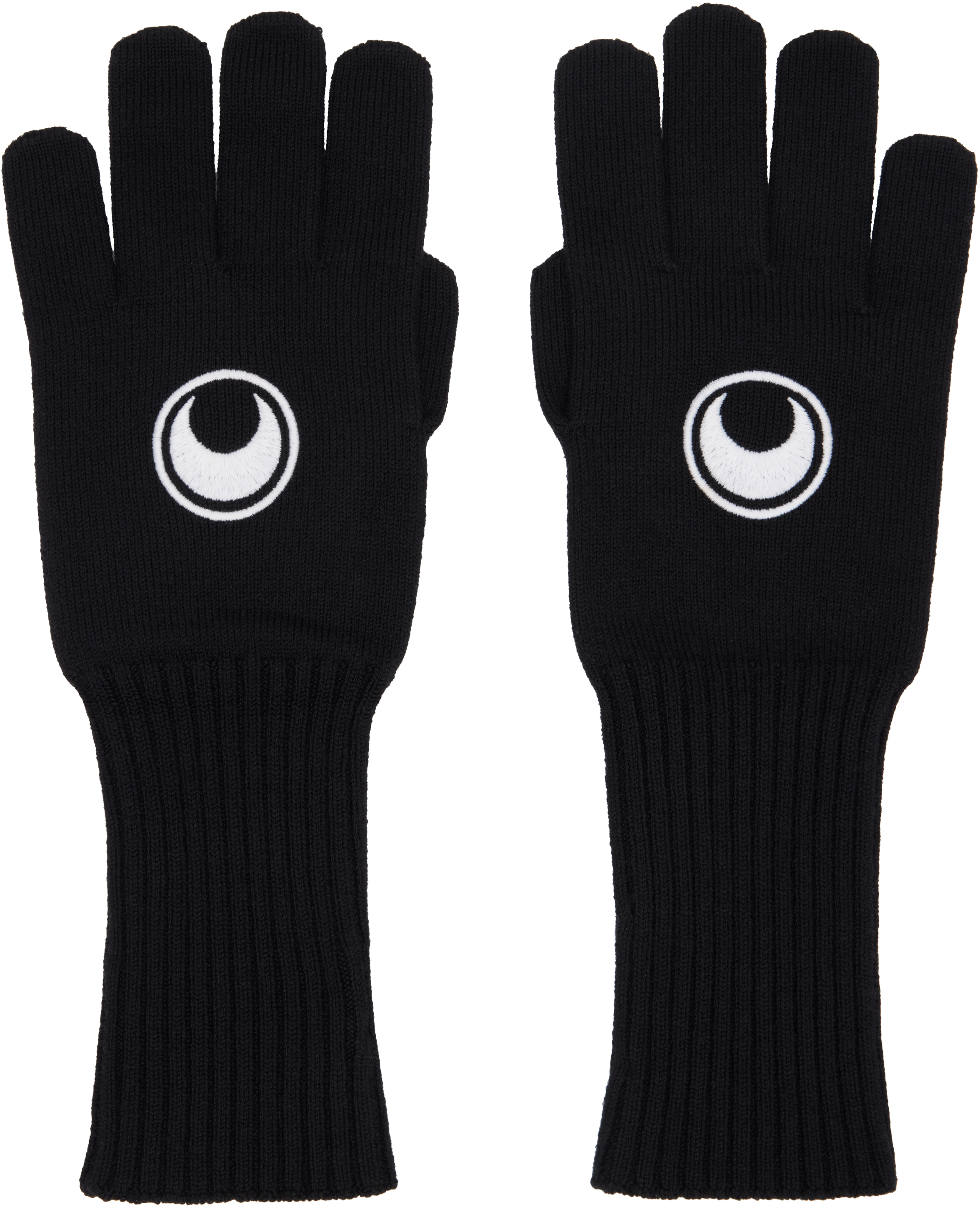 Shop Marine Serre Black Moon Logo Knit Long Gloves In Bk99 Black