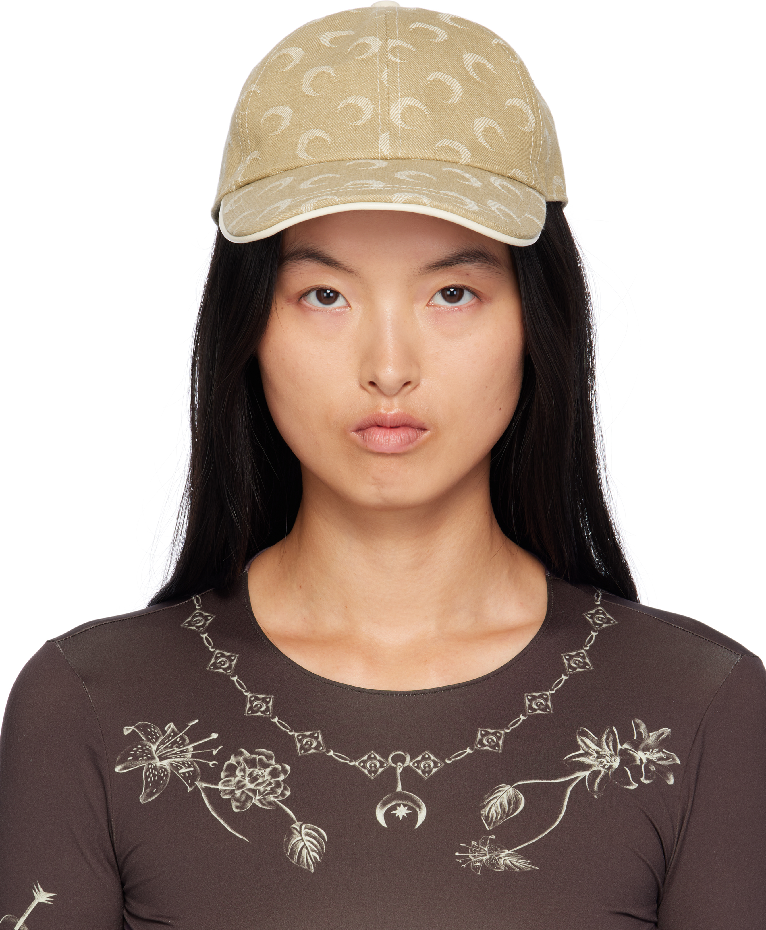 Beige Moon Jacquard Twill Cap