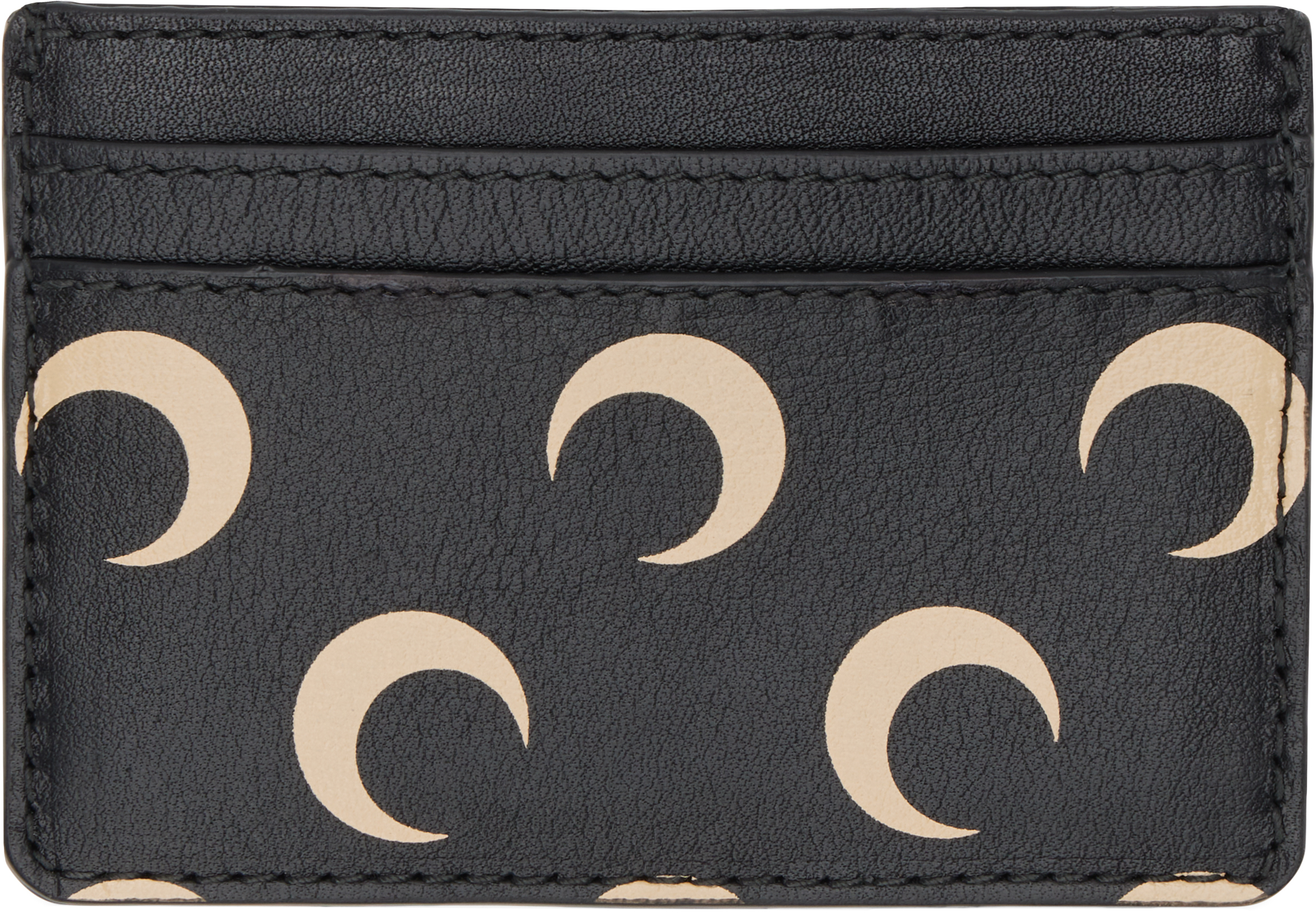 Marine Serre Black Moon Screenprint Leather Card Holder