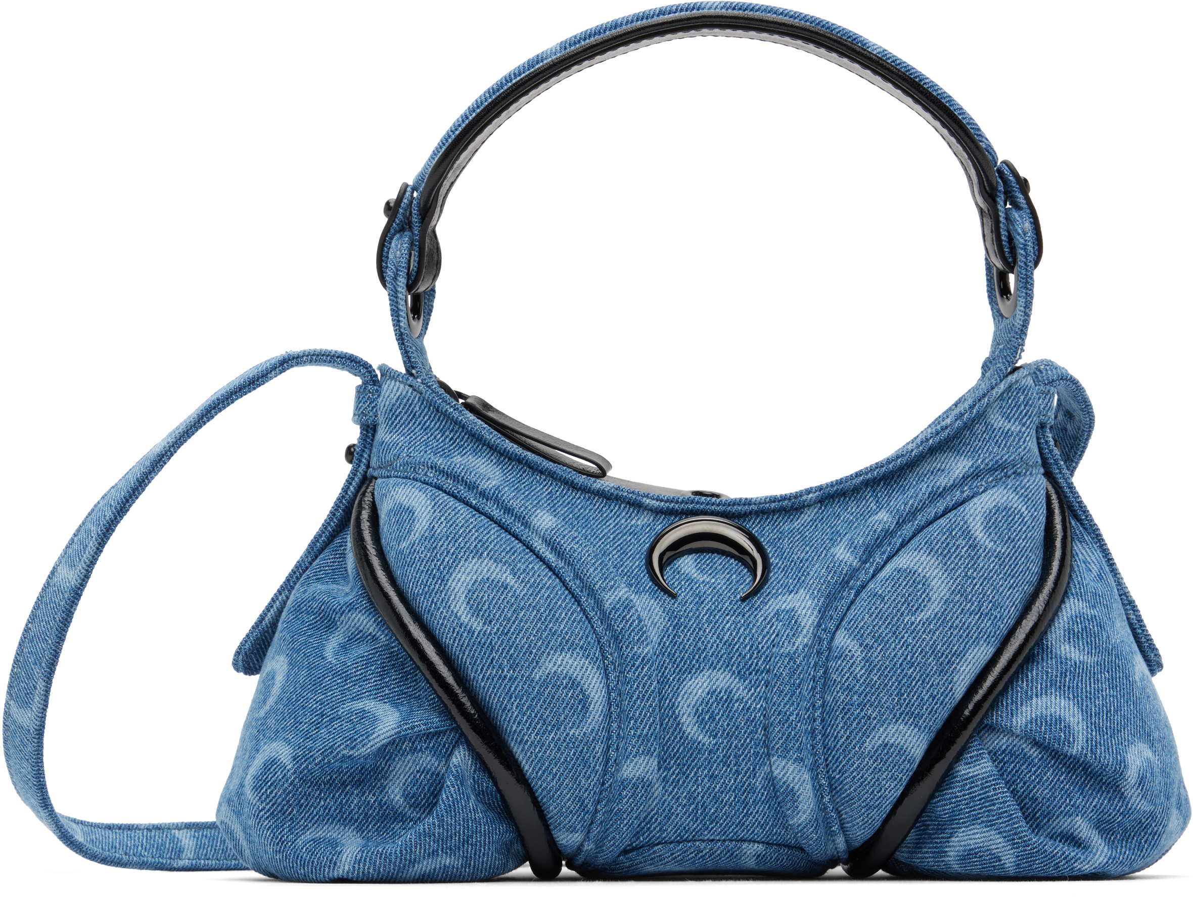 MARINE SERRE BLUE MOON LASER FUTURA MINI DENIM BAG 