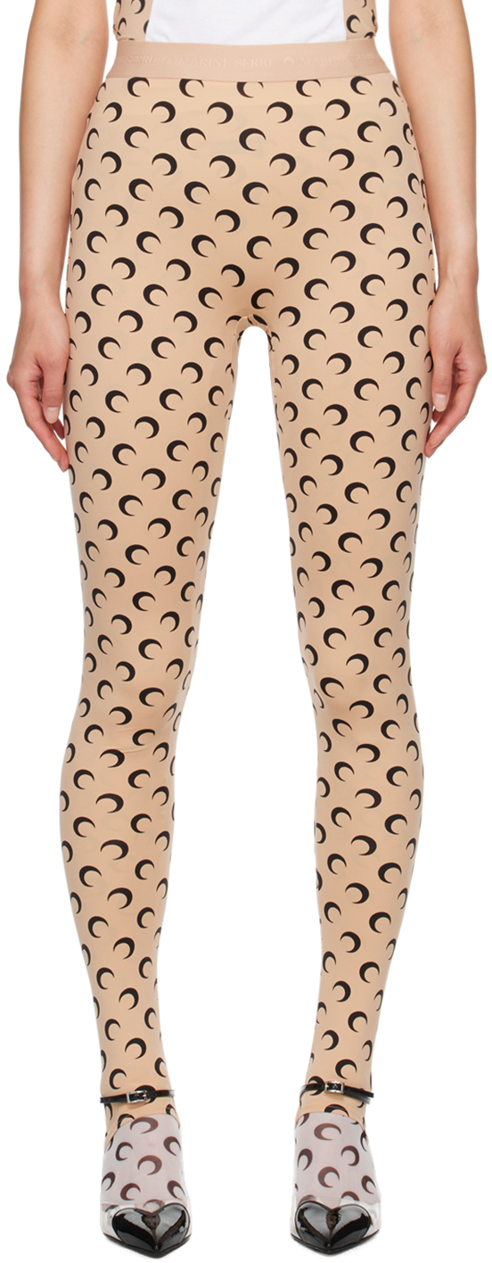 Shop Marine Serre Tan All Over Moon Leggings In Ta10 Tan