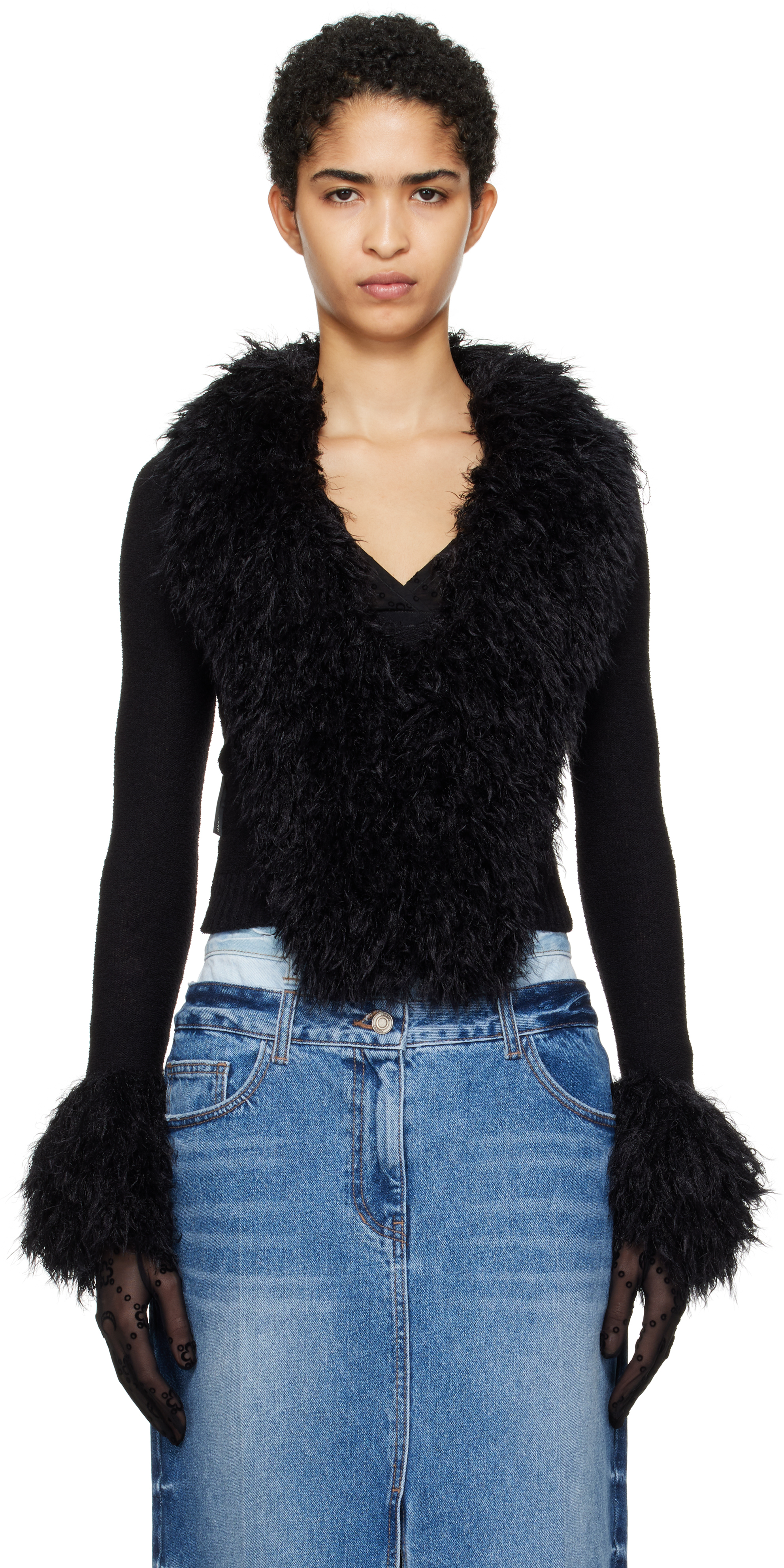 Black Wild Puffy Knit Sweater