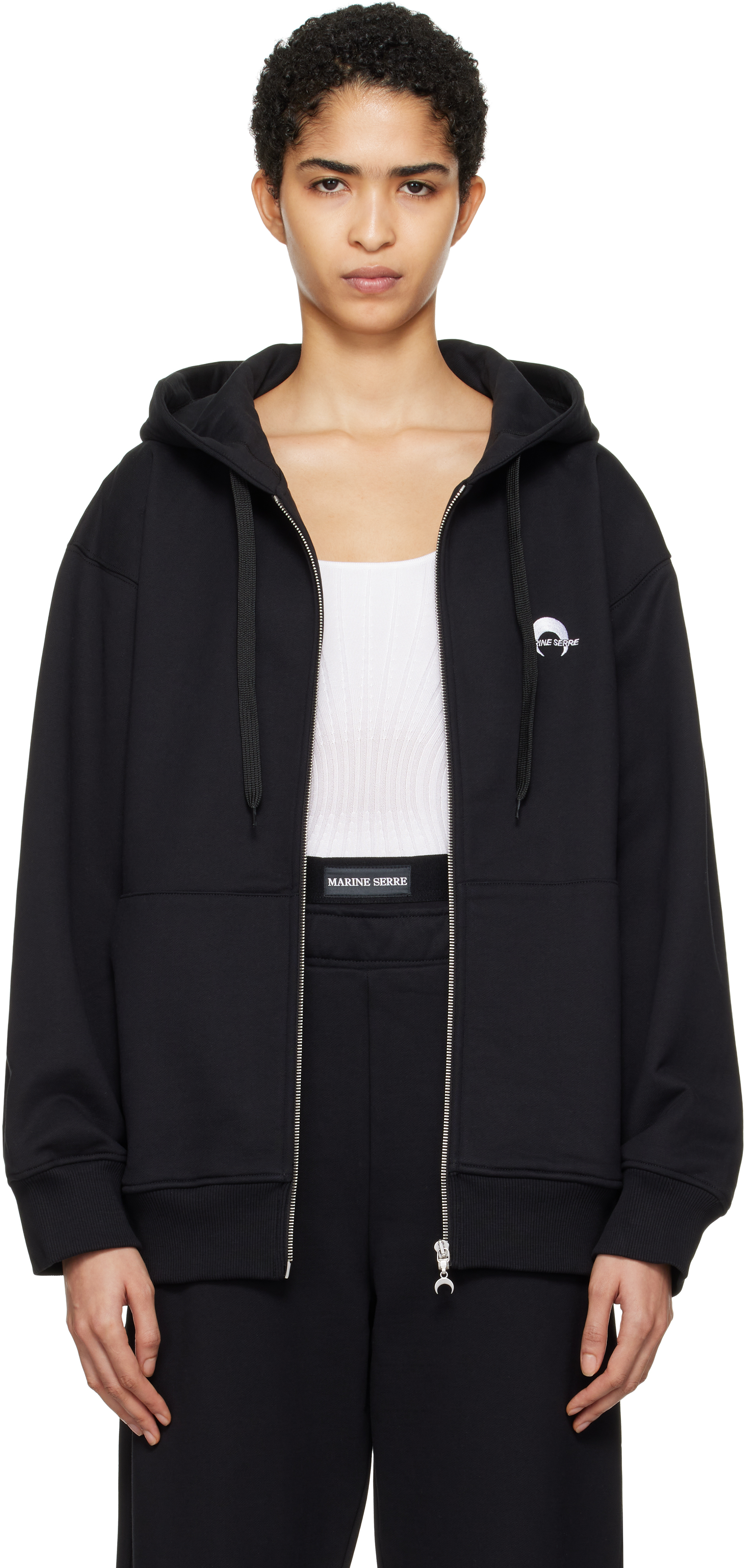 国内発送/送料関税込【MARINE SERRE】 Moon Zipped Hoodie Moon Faded Fleece Zipped Hoodie • Marine Serre