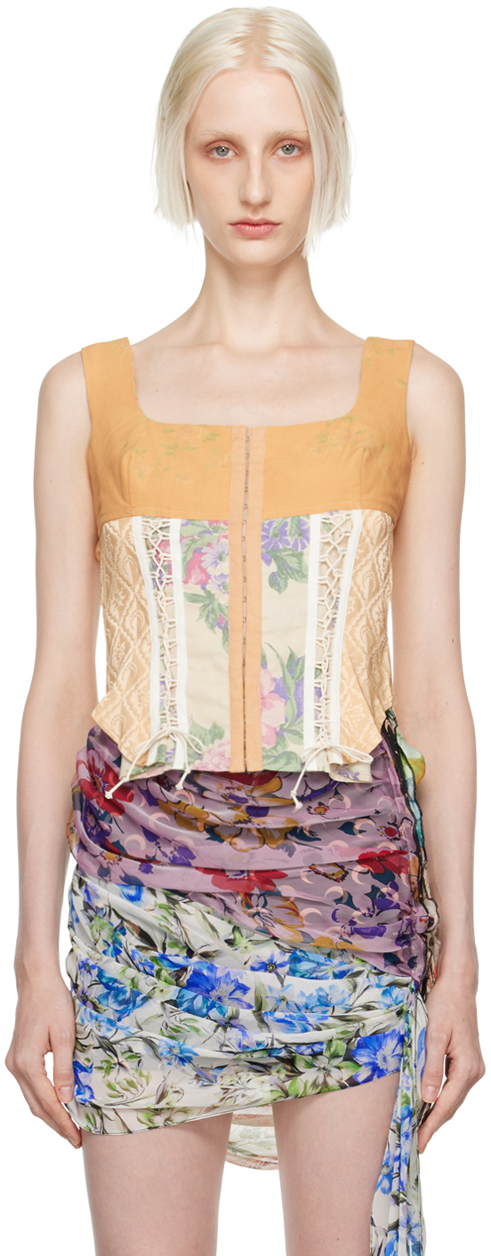 Tan Floral Corset